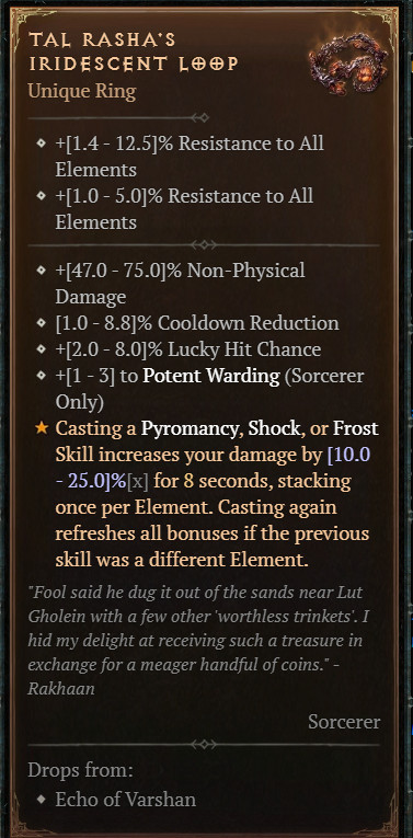 DIABLO 4🔥NEW SEASON🔥‍‍‍‍‍Tal Rasha’s Iridescent Loop Unique Items