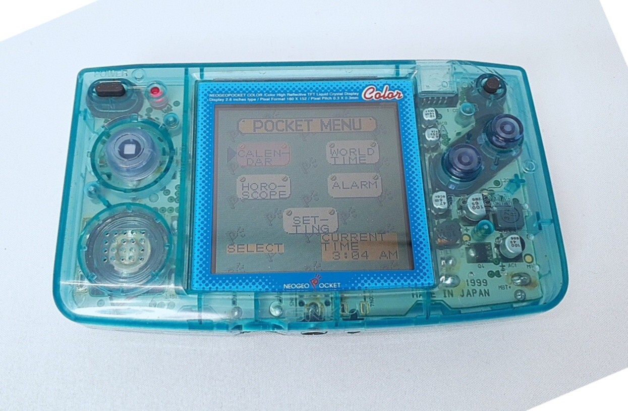 Neogeo Pocket Color Carbon Black Console SNK + battery Cracked Stick Tested