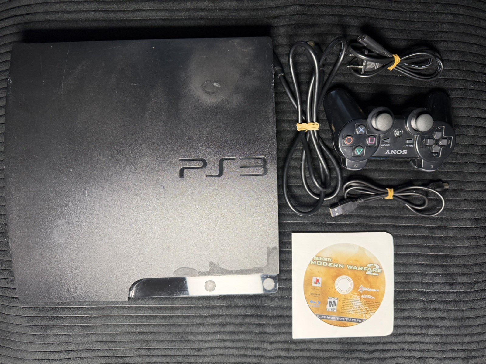 Sony PlayStation 3 Slim 160GB CECH-3001A Bundle w/ All Cords and OEM Controller