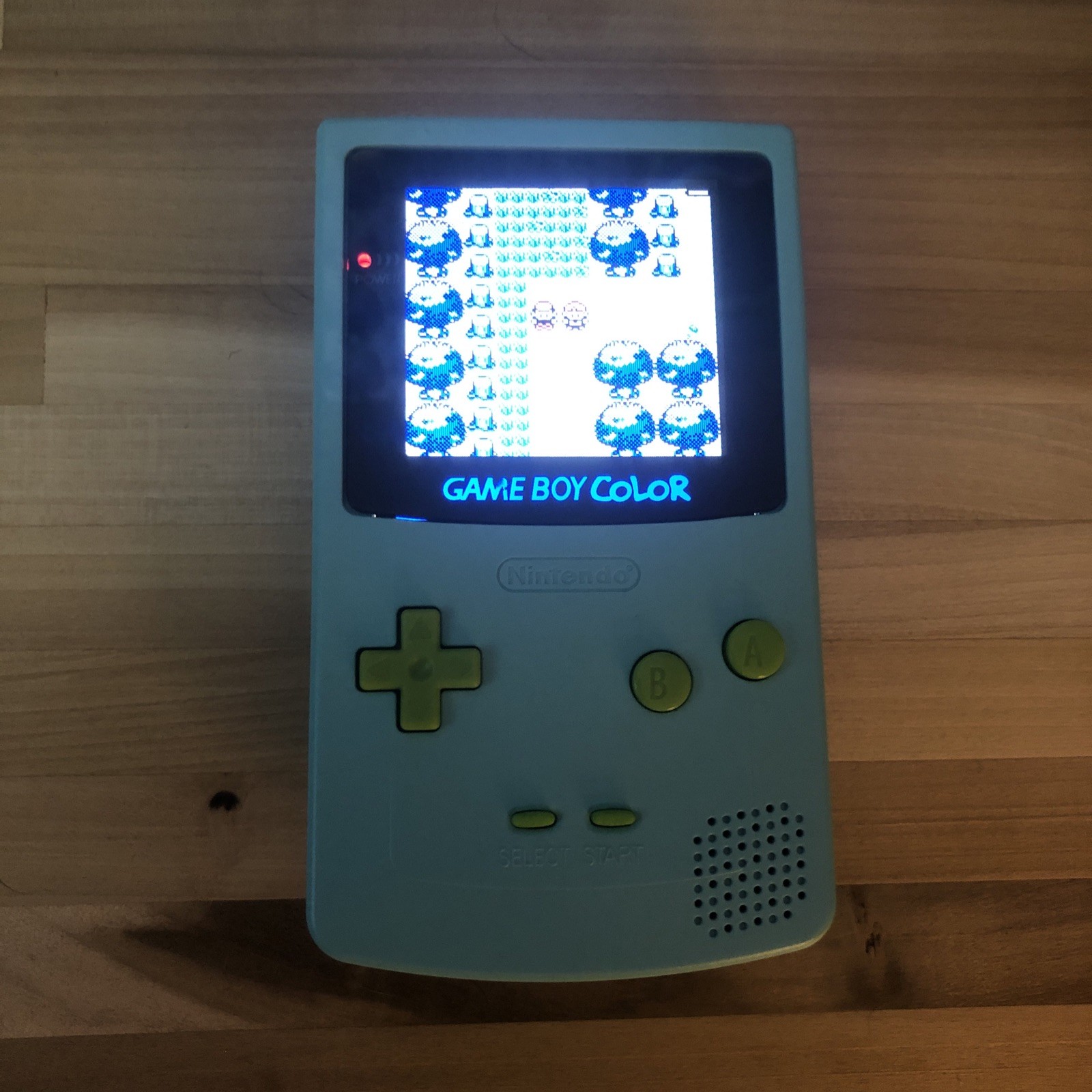 Custom Light Blue & Green Nintendo Game Boy Color with IPS Screen Console