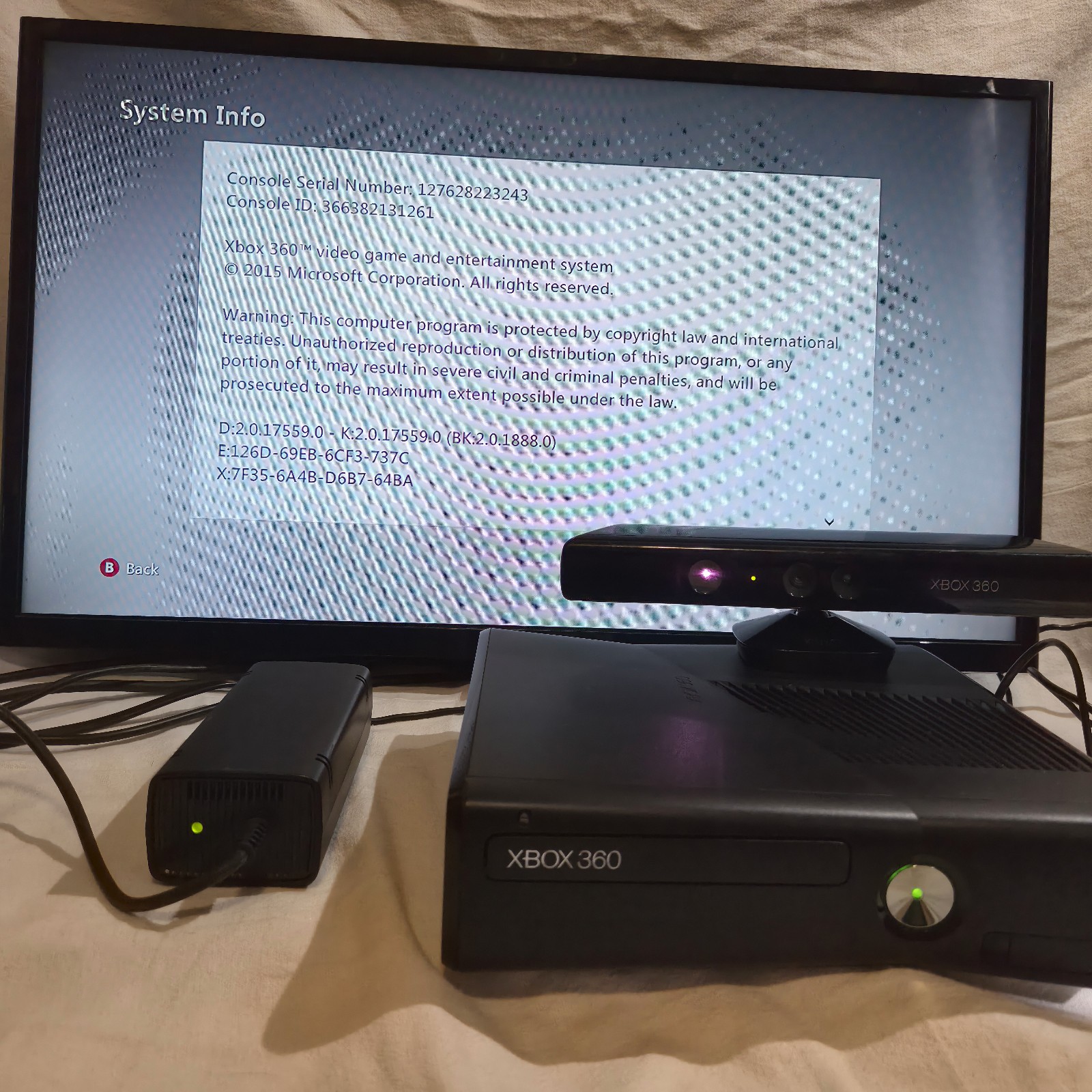 Microsoft Xbox 360 S Slim Console Bundle – OEM Power, Controller & Kinect Sensor