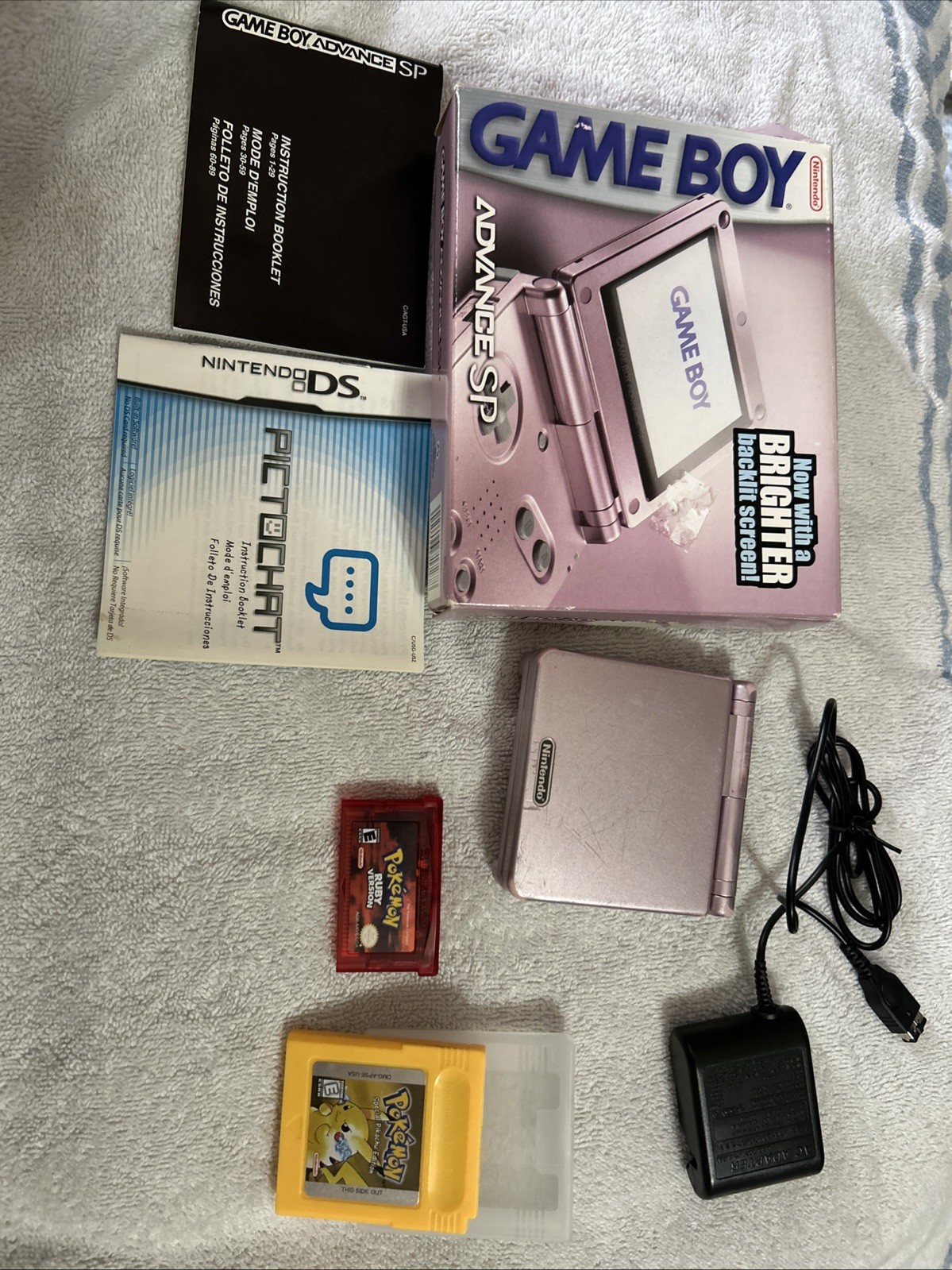 Nintendo Game Boy Advance SP AGS-101 Pearl Pink Lot All Working Pokémon Ruby,SEP