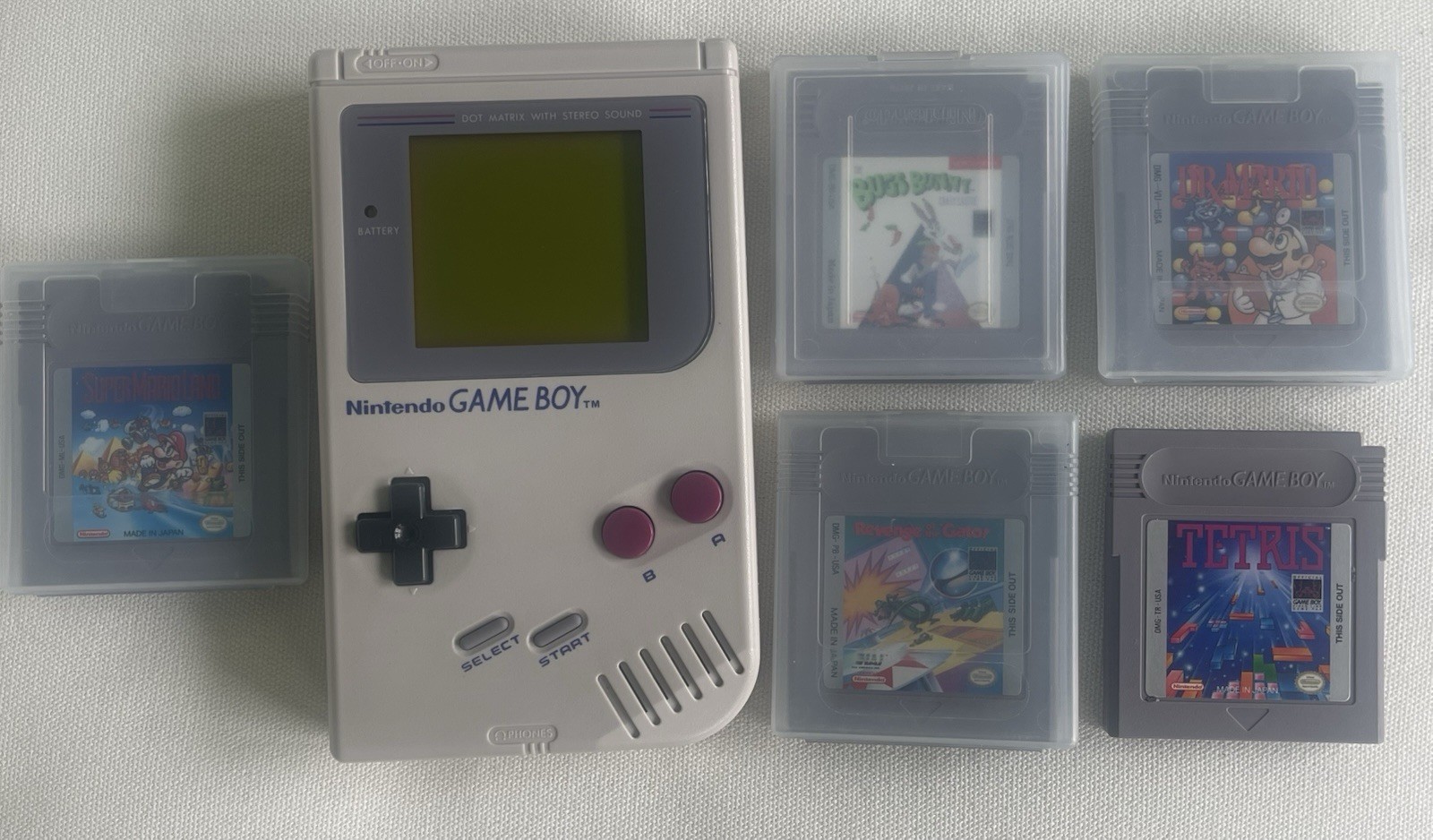 1989 Vintage Game Boy with 5 Games – Tetris, Super Mario DMG-01 – Works!