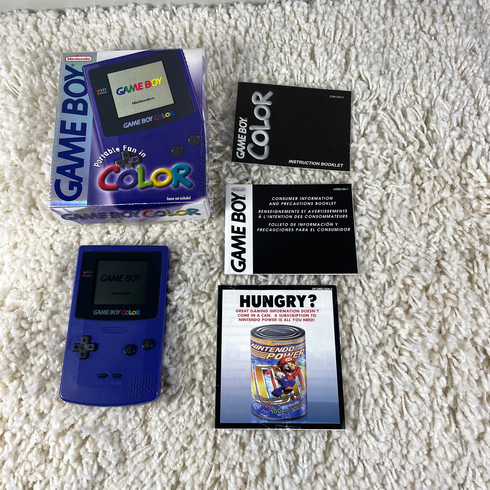 Nintendo Gameboy Color GBC Grape Purple Handheld System CGB-001 Complete in Box