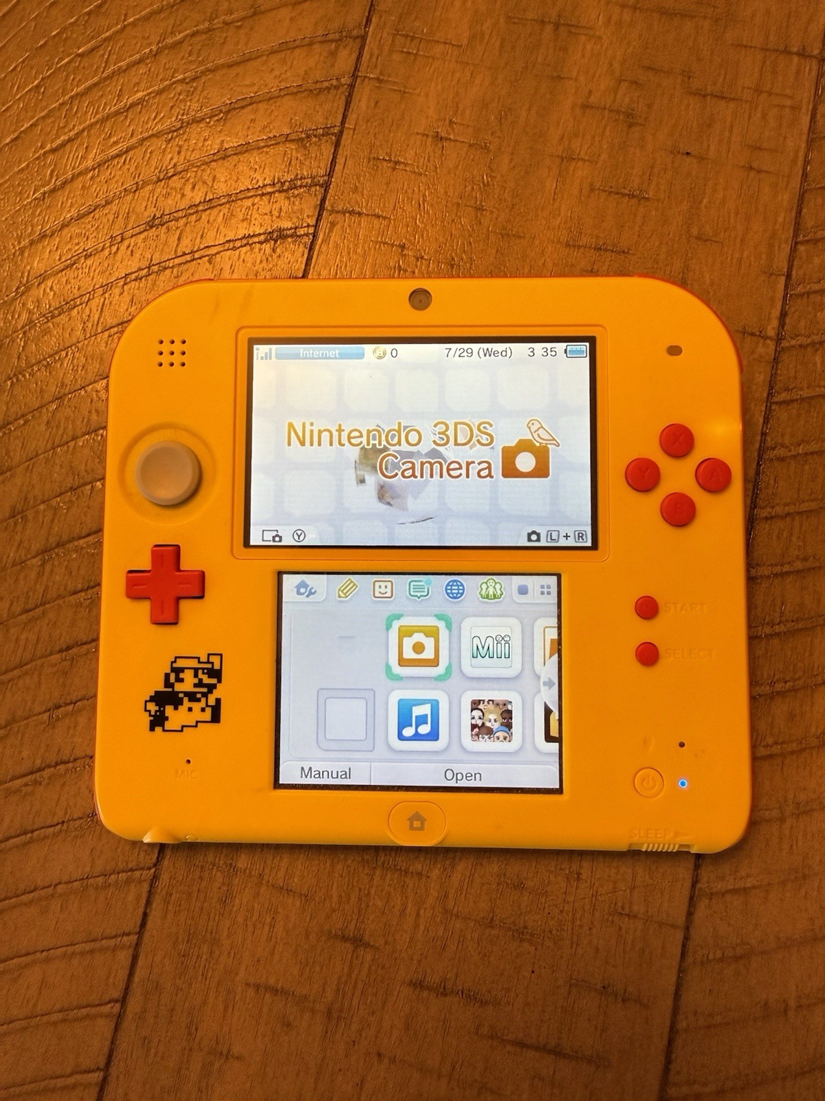 Nintendo 2DS Super Mario Maker Edition Yellow/Red w/ Charger & Cartridge