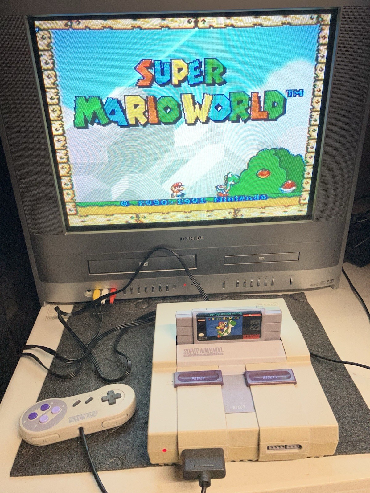 Super Nintendo SNES System Console Bundle 10 Games Mario World All Stars Zelda