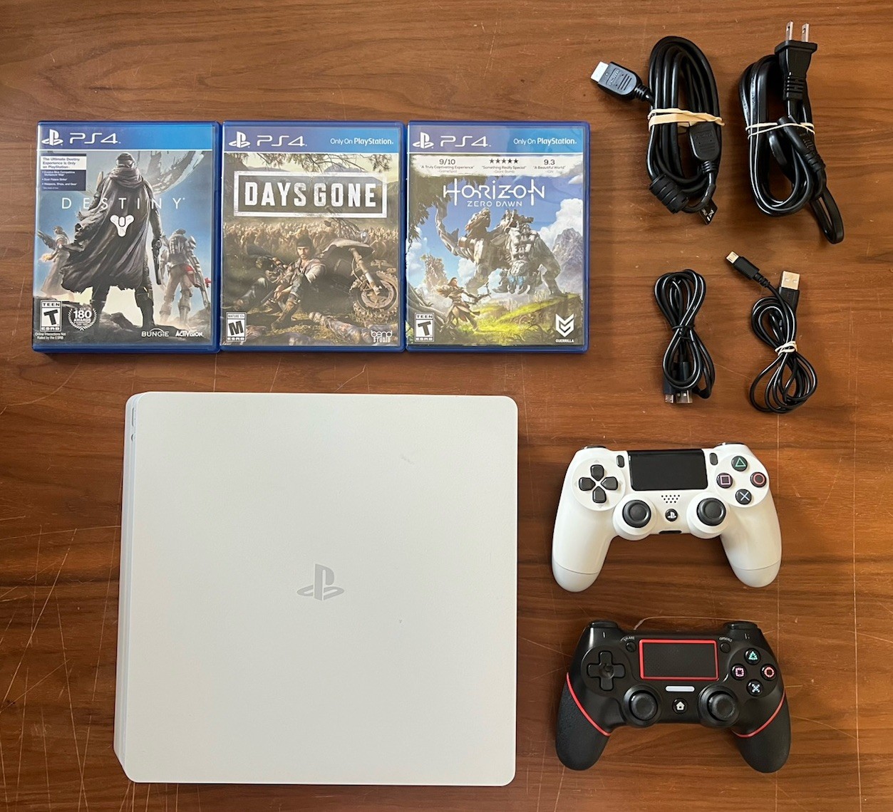 Sony PlayStation 4 Slim Glacier White Console Bundle 500GB Controllers Days Gone