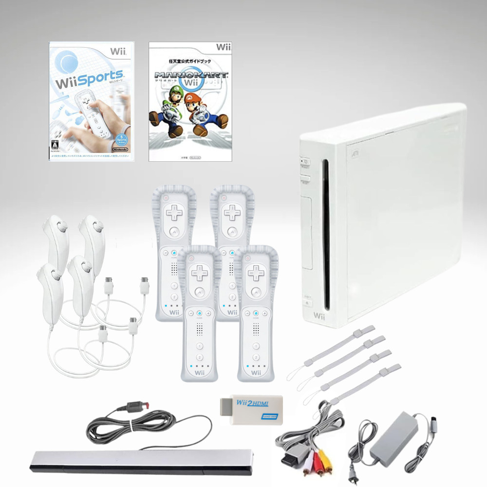 Nintendo Wii Game Select Console HDMI Set RVL-001 Region Free 1-4 Controllers