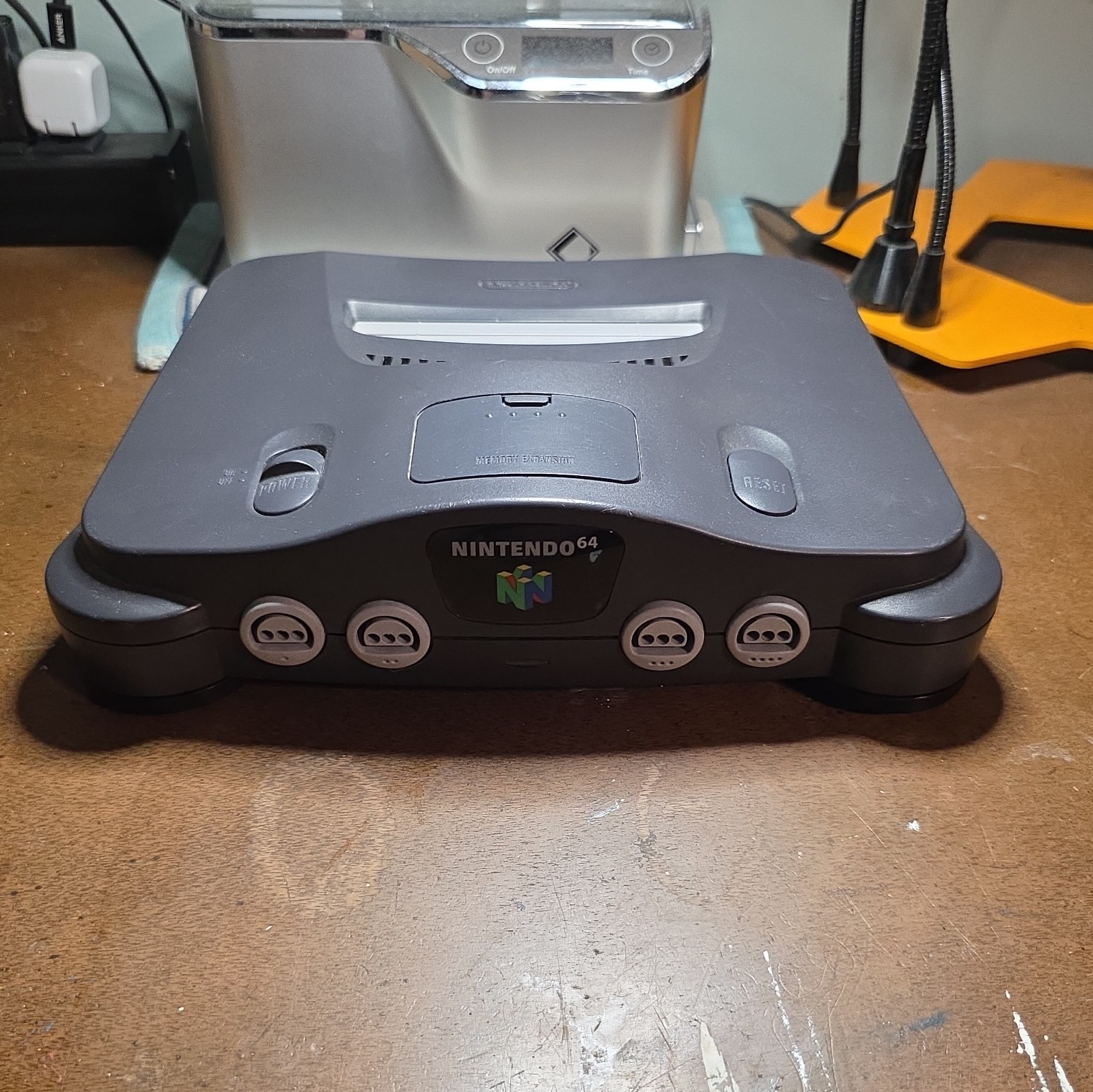 Nintendo 64 N64 Console NUS-001 (USA) with Aftermarket Power Adapter and AV Cord
