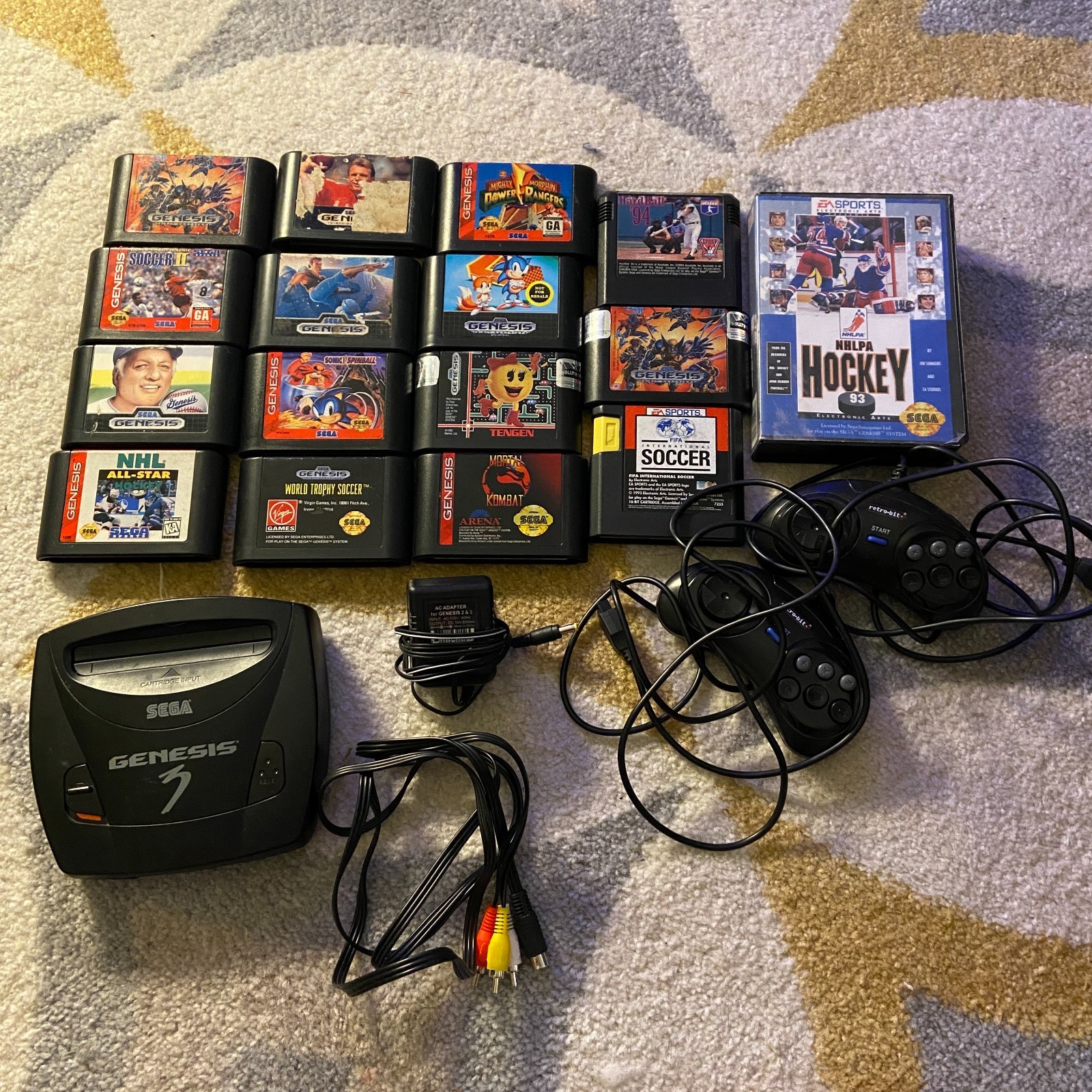 Sega Genesis Model 3 Console System Bundle MK-1461 + Controller + Cables 16 Game