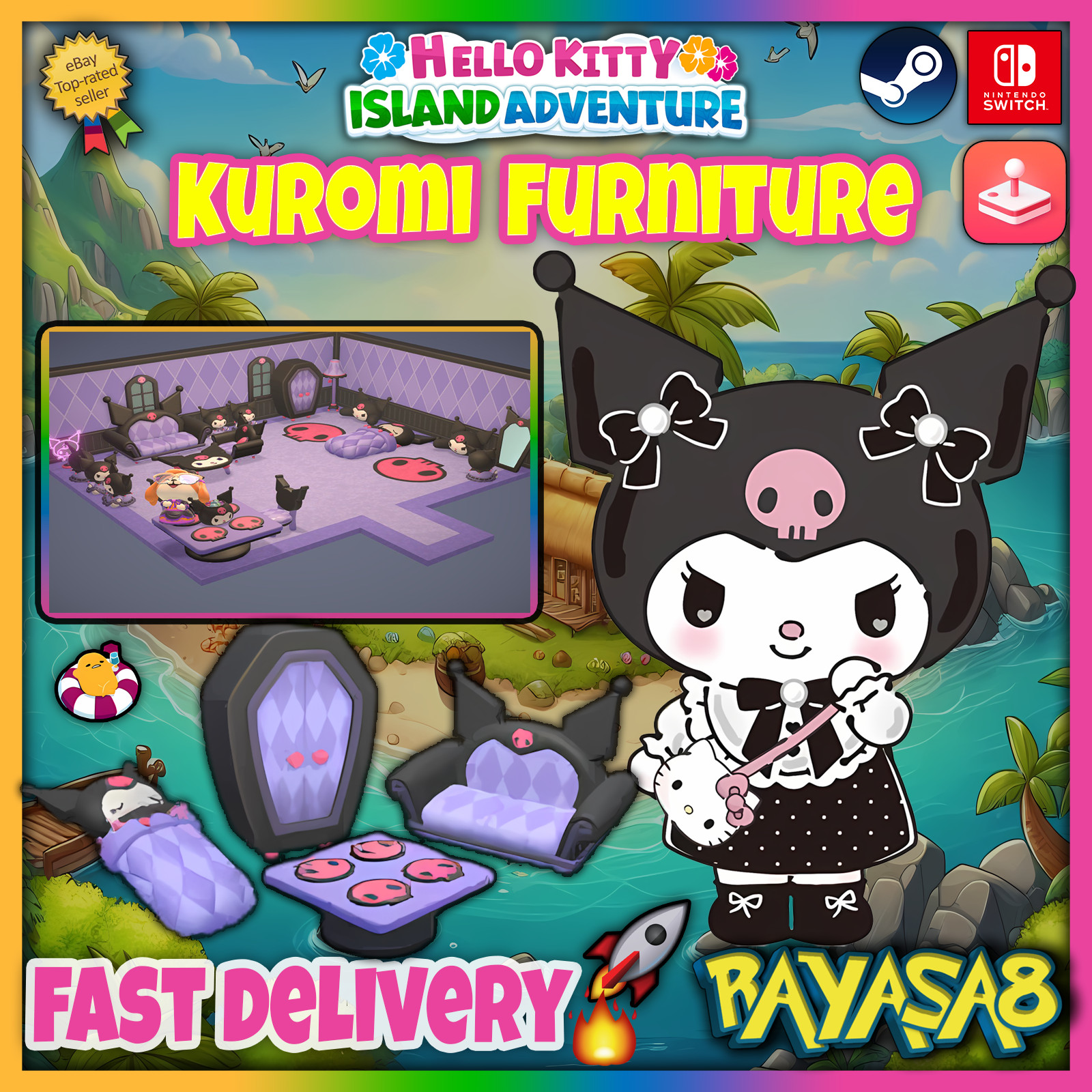 🔥Kuromi Furniture Set | Hello Kitty Island Adventure iOS/Steam/Switch🔥