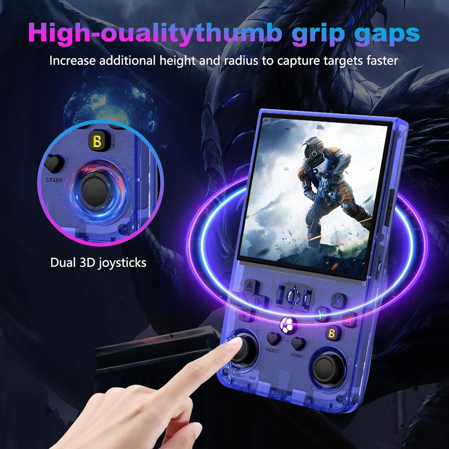 R36MAX Retro Handheld Game Console, 4.0 Inch 720X720 IPS Screen, 64GB Built-In 1
