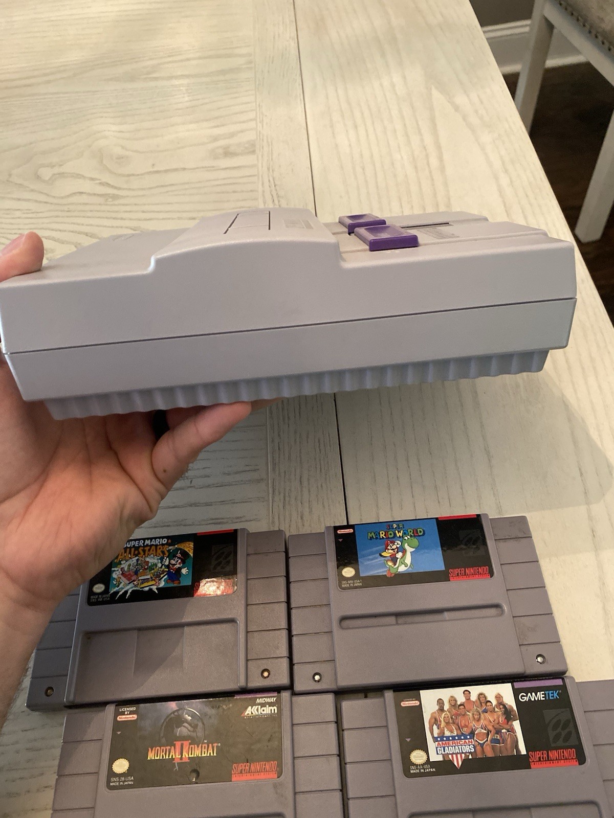 Super Nintendo SNES Console Bundle Tested Working + 5 Games Mario All-Stars