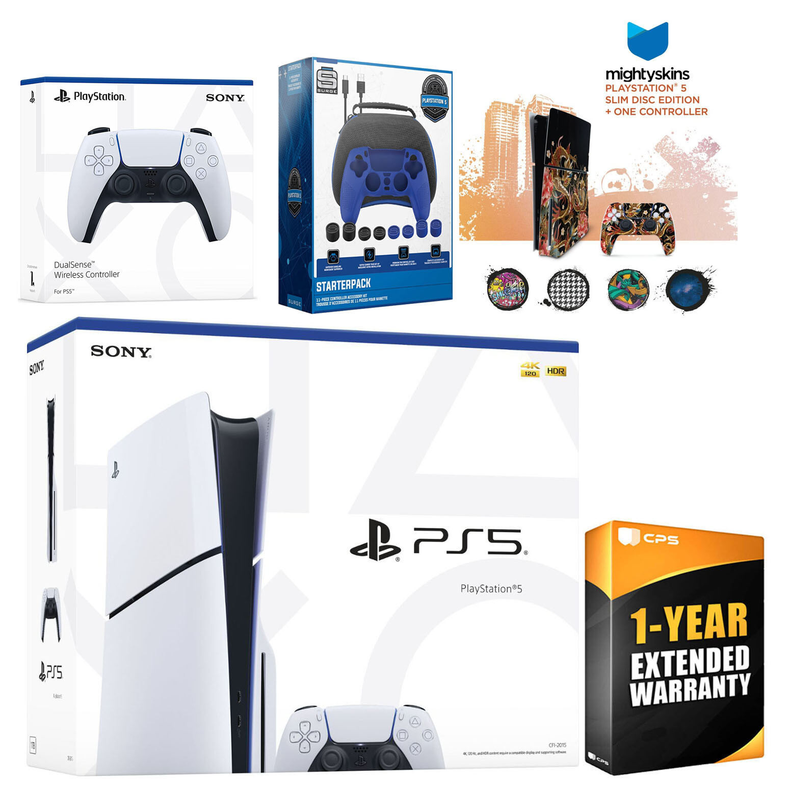 Sony Playstation 5 Slim Disc + Controller, Gamer Starter Kit