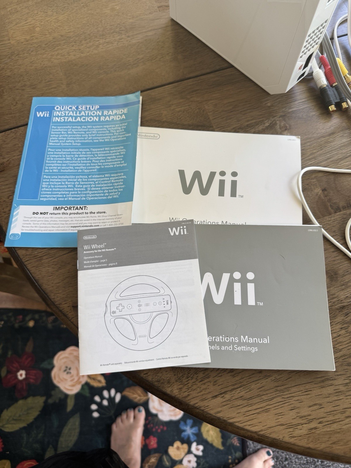 Nintendo Wii Bundle Console 2 Remotes 2 Nunchuks Charger Wheels No Sensor