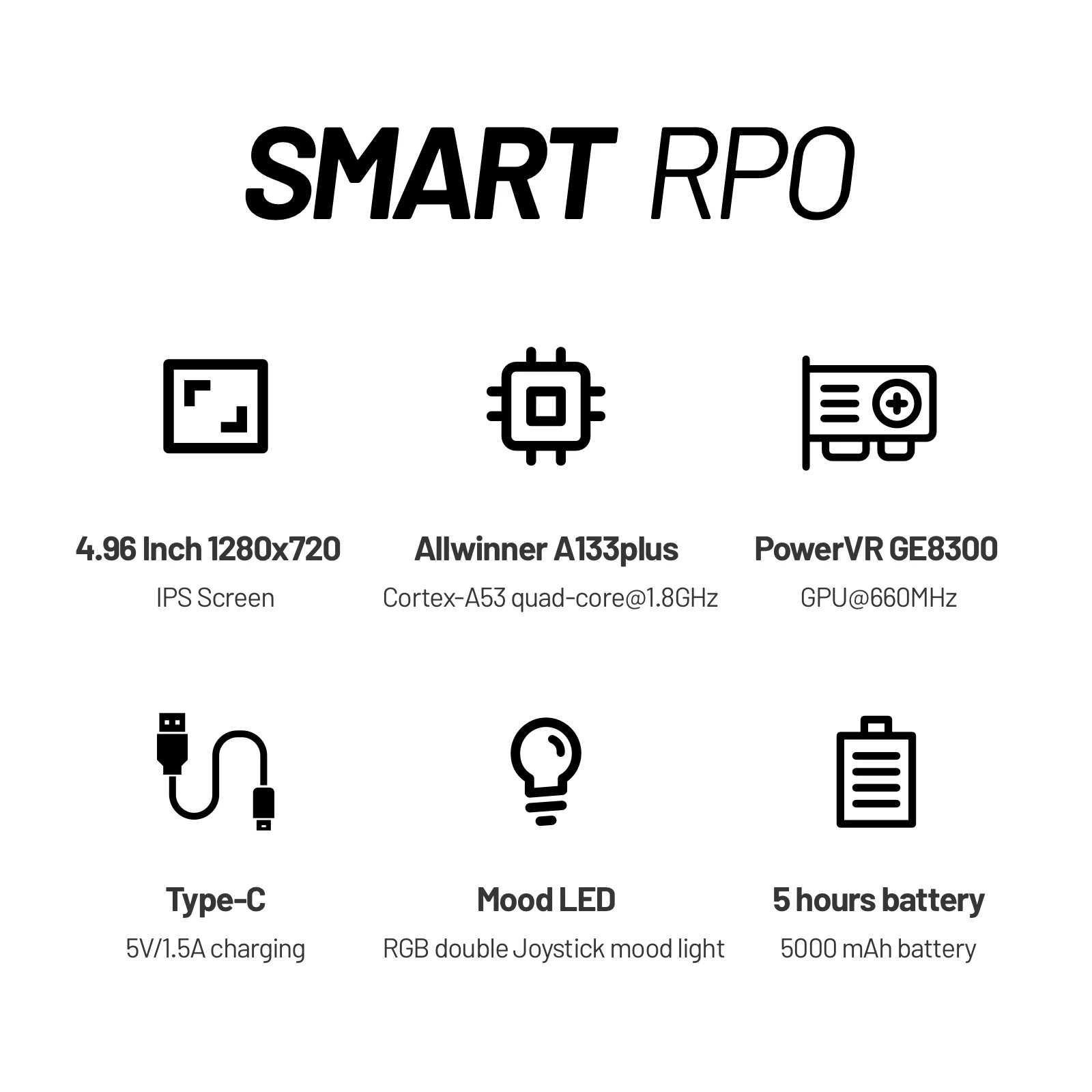 Smart Pro Handheld Game Console with 4.96” IPS Screen and RGB Lighting