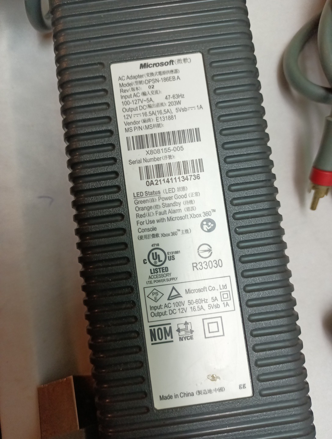 X Box 360 Console With Cables And One Controller Tray Works Did Not Hook Up…