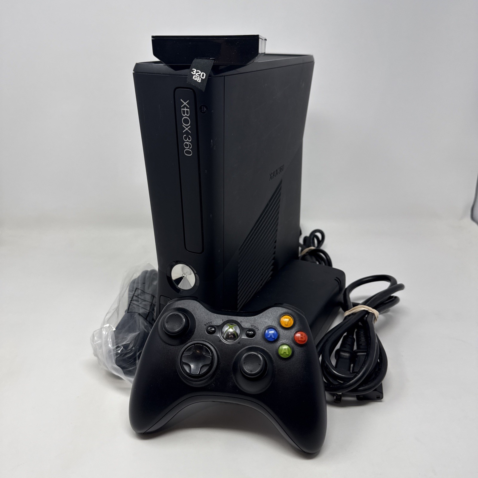 Xbox 360 Slim Matte Black Console 1439 320GB Cables Controller Tested Works