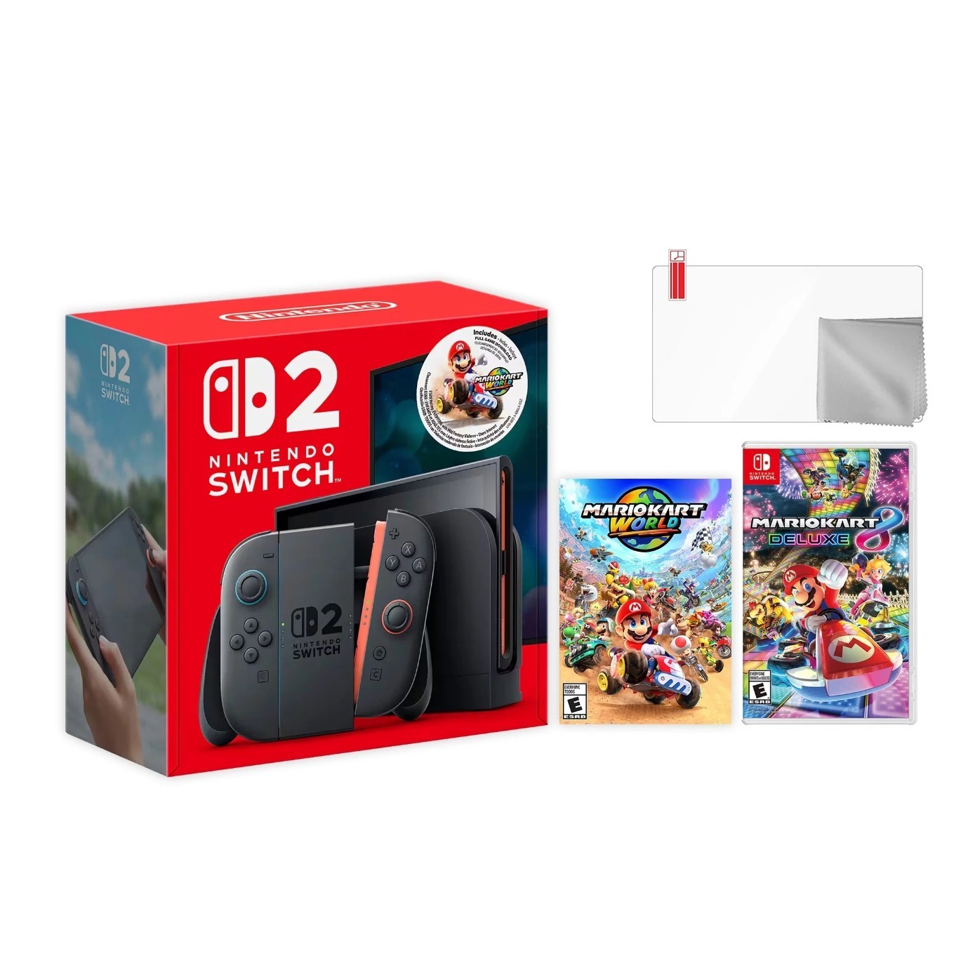 Nintendo Switch 2 Mario Kart World Bundle 256GB 7.9-Inch1080P Screen, Joy-Con 2