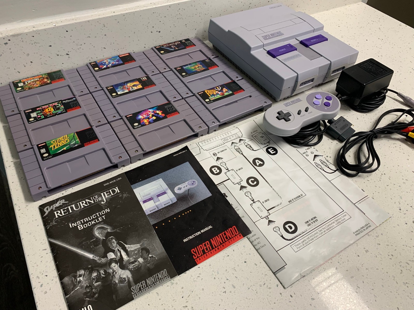 SNES Super Nintendo Entertainment System Controller 9 Games Mega Man X Lot Sale