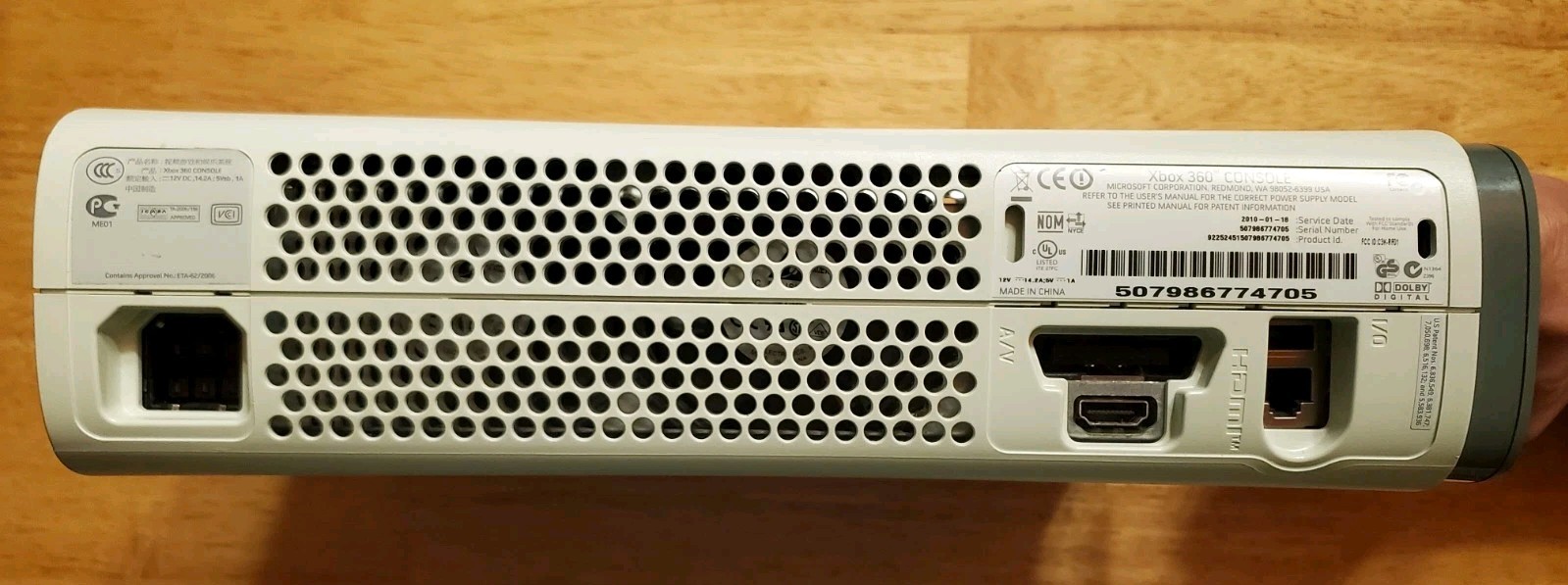 Microsoft Xbox 360 White Console 120GB HDD Power Supply & Controller