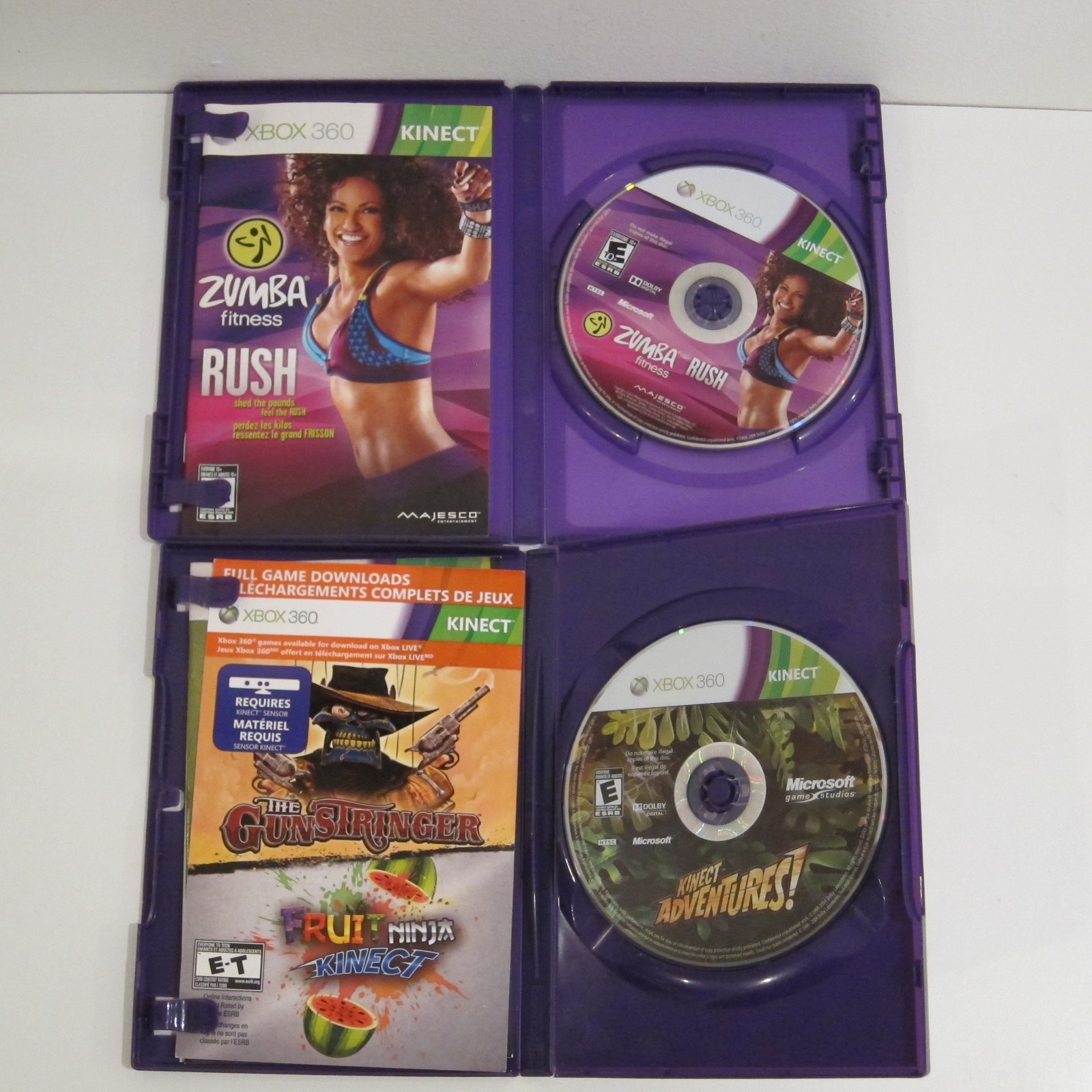 Xbox 360 Fat 120GB Console Bundle w/ Controller Kinect Sensor 2 Games TESTED