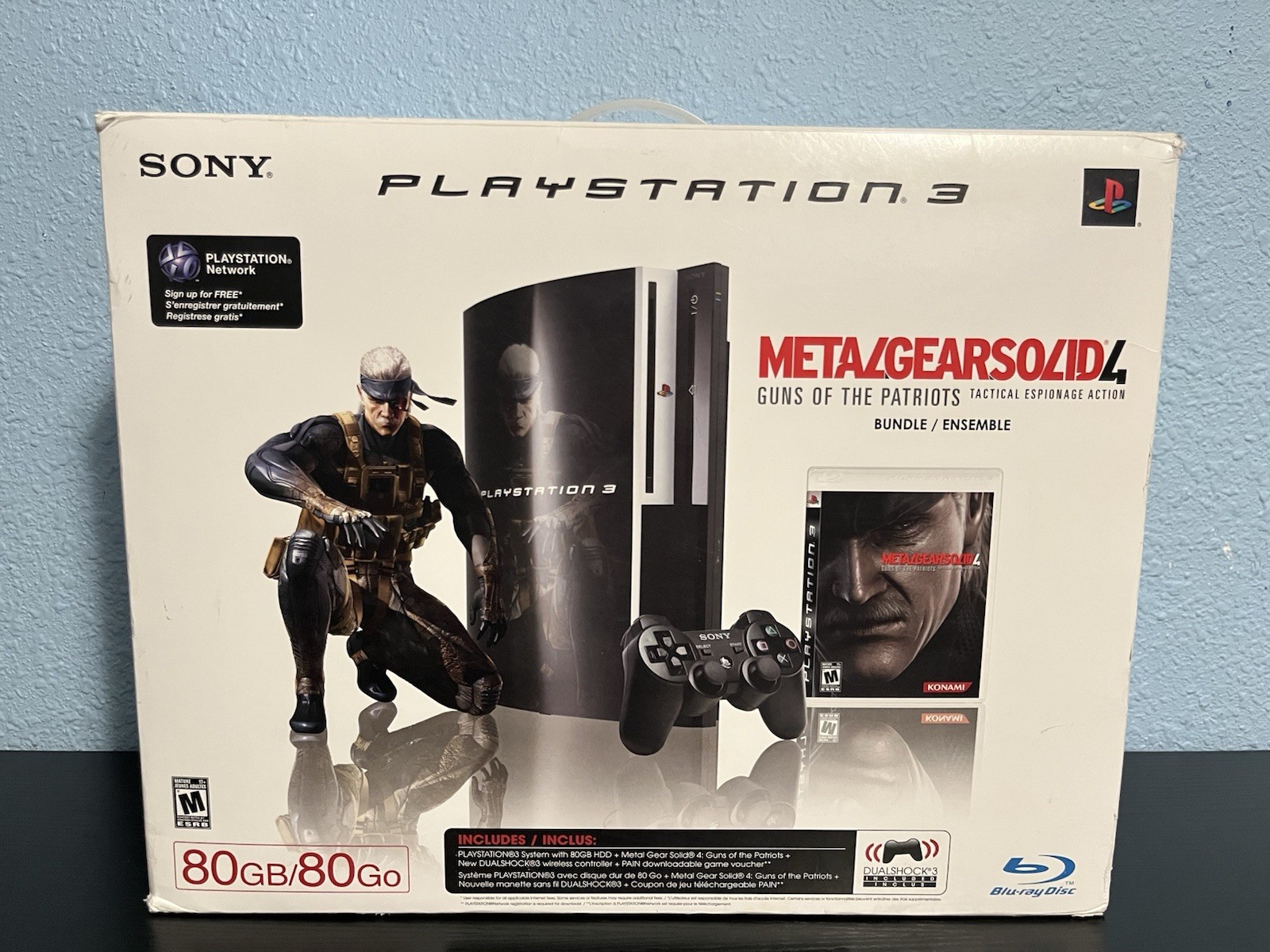 Sony PS3 Backward Compatible 80GB Model CECHE01MG Metal Gear Solid 4 Box No Game