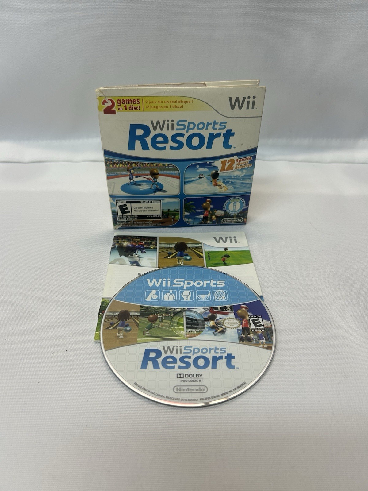 Nintendo Wii Black Console Bundle Complete In Box Wii Sports & Resort 4 Game Set