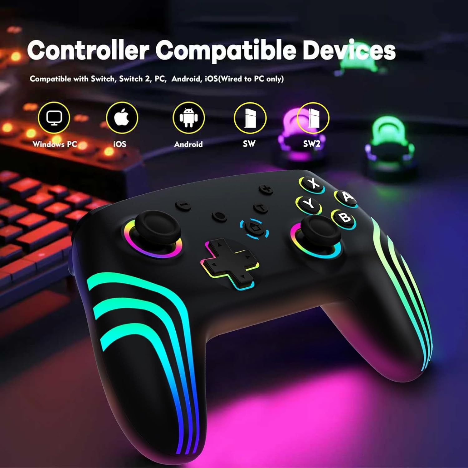 MYSTILUCK Wireless Pro Controller for Switch/Switch 2/Lite/OLED/PC, Gamepad…