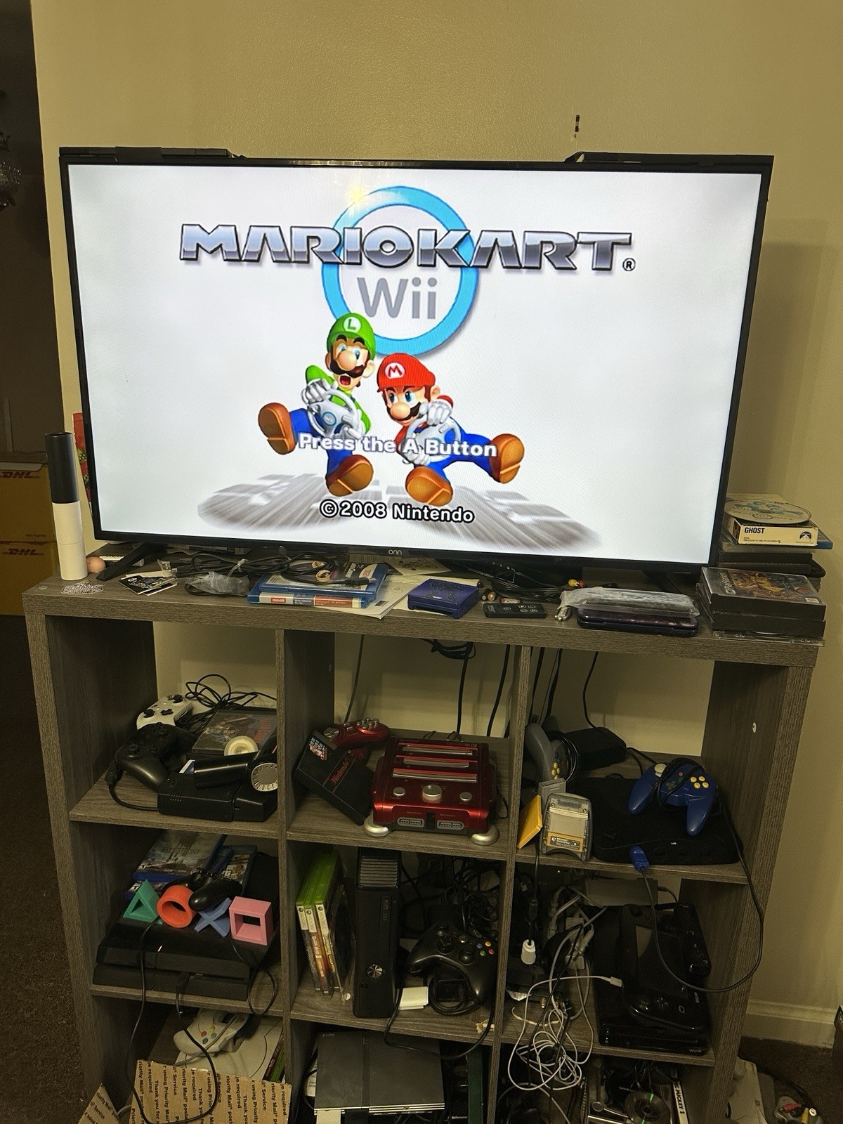 Nintendo Wii Mario Kart Racing Bundle Black Console Tested Please READ!