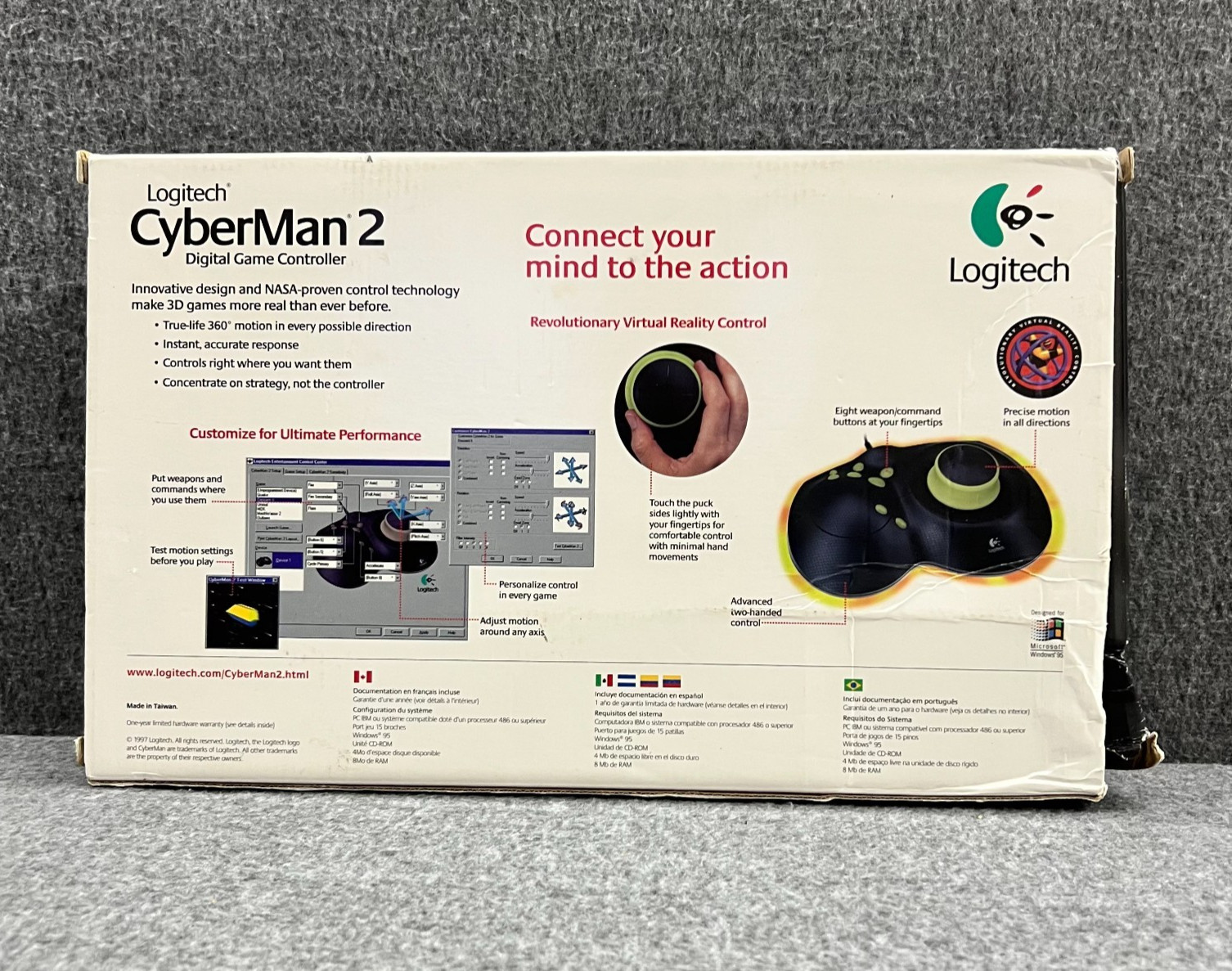 Logitech CyberMan2 Game Controller Retro Rare PC Gaming NEW Open Box
