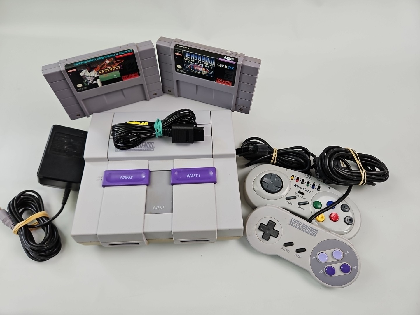 Super Nintendo Console SNES 2 Games 1 OEM & 1 Non Controller Teste&Work -READ-
