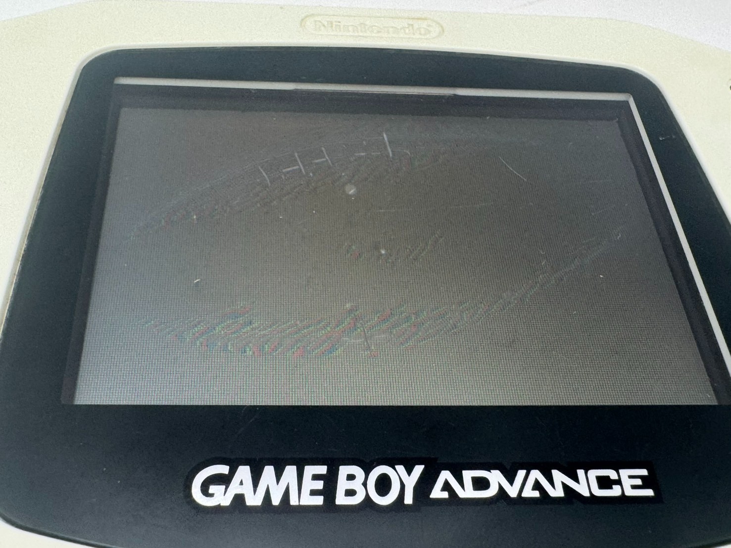 Nintendo Game Boy Advance White AGB-001 Console Tested LCD Dark Marks Japan