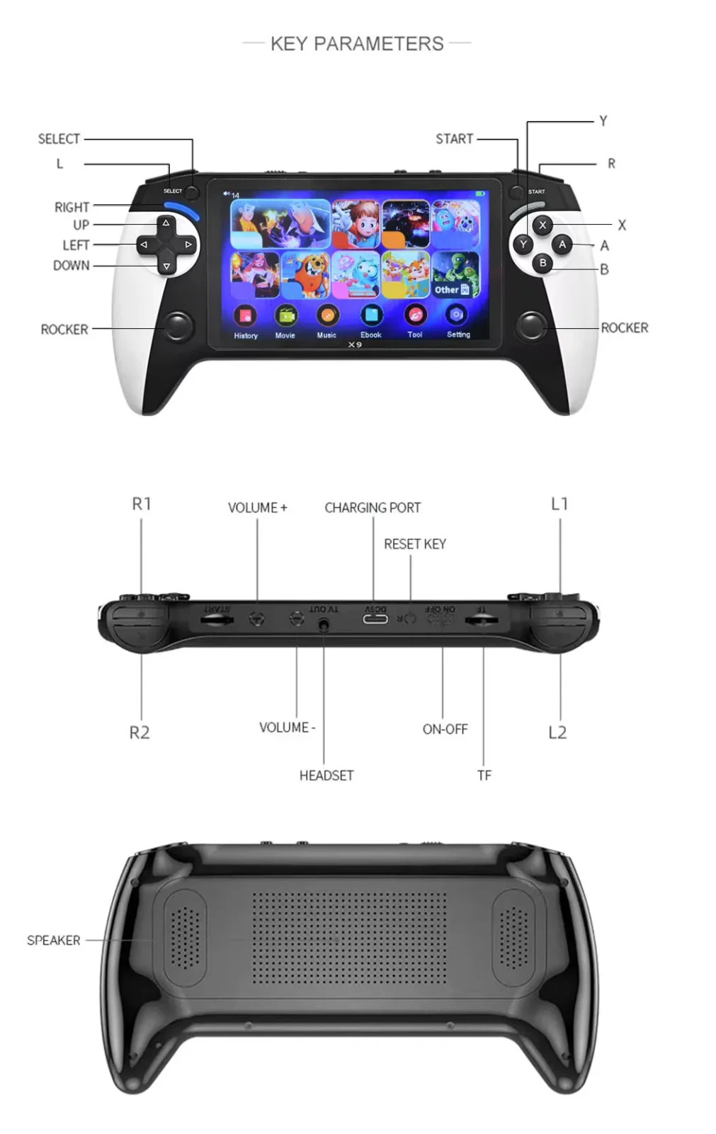 X9 5.5” Handheld Game Console Retro Arcade Player 3000 Games Xmas PARTY GIFTS