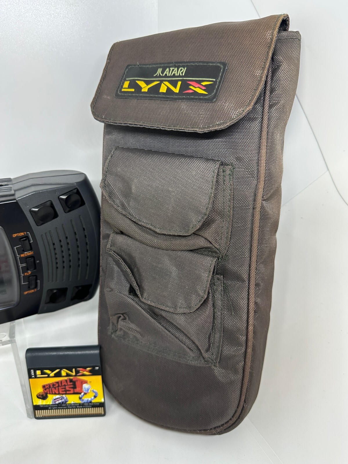 Original Atari Lynx Console PAG-0401 With Carry Bag, Battery Pack, Crystal Mines