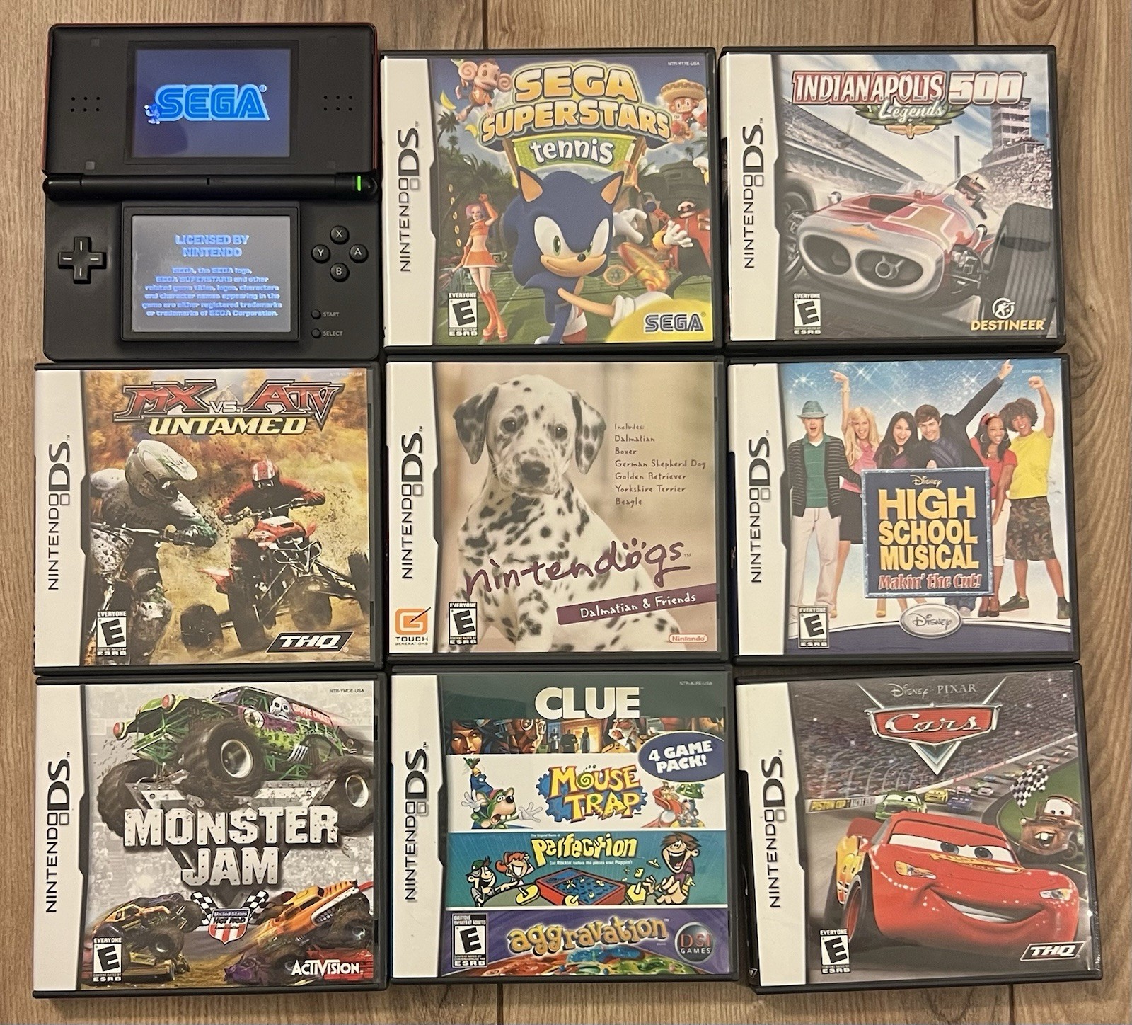 Nintendo DS Lite Handheld Console Bundle 8 Games Tested Crimson Red Broken Hinge