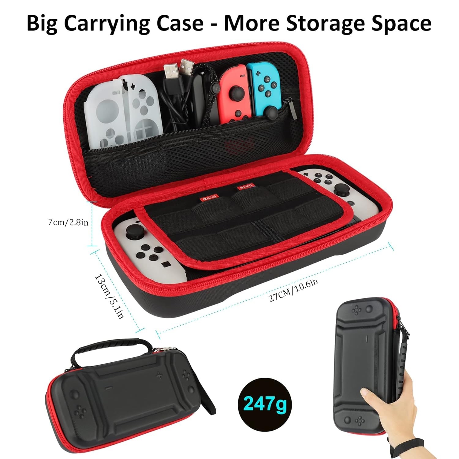 23-in-1 Accessories Bundle for Nintendo Switch with Case, Wheels, and More