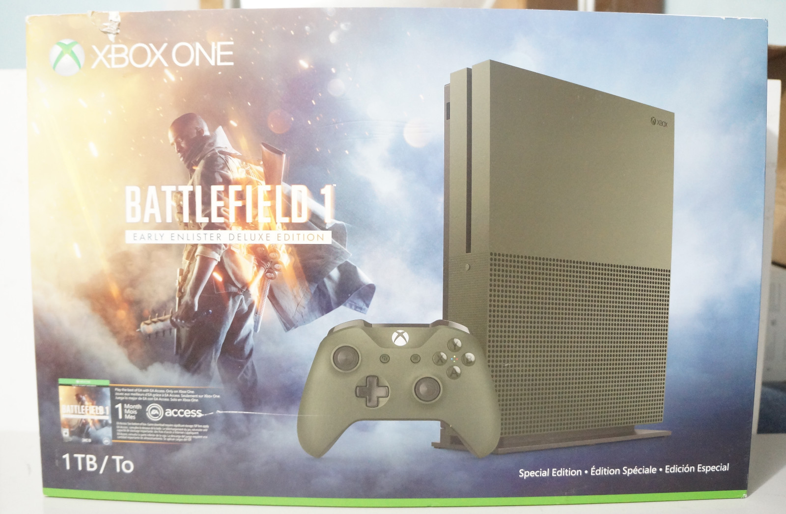 Microsoft Xbox One S Battlefield 1 Military Green Limited Console Bundle 1TB