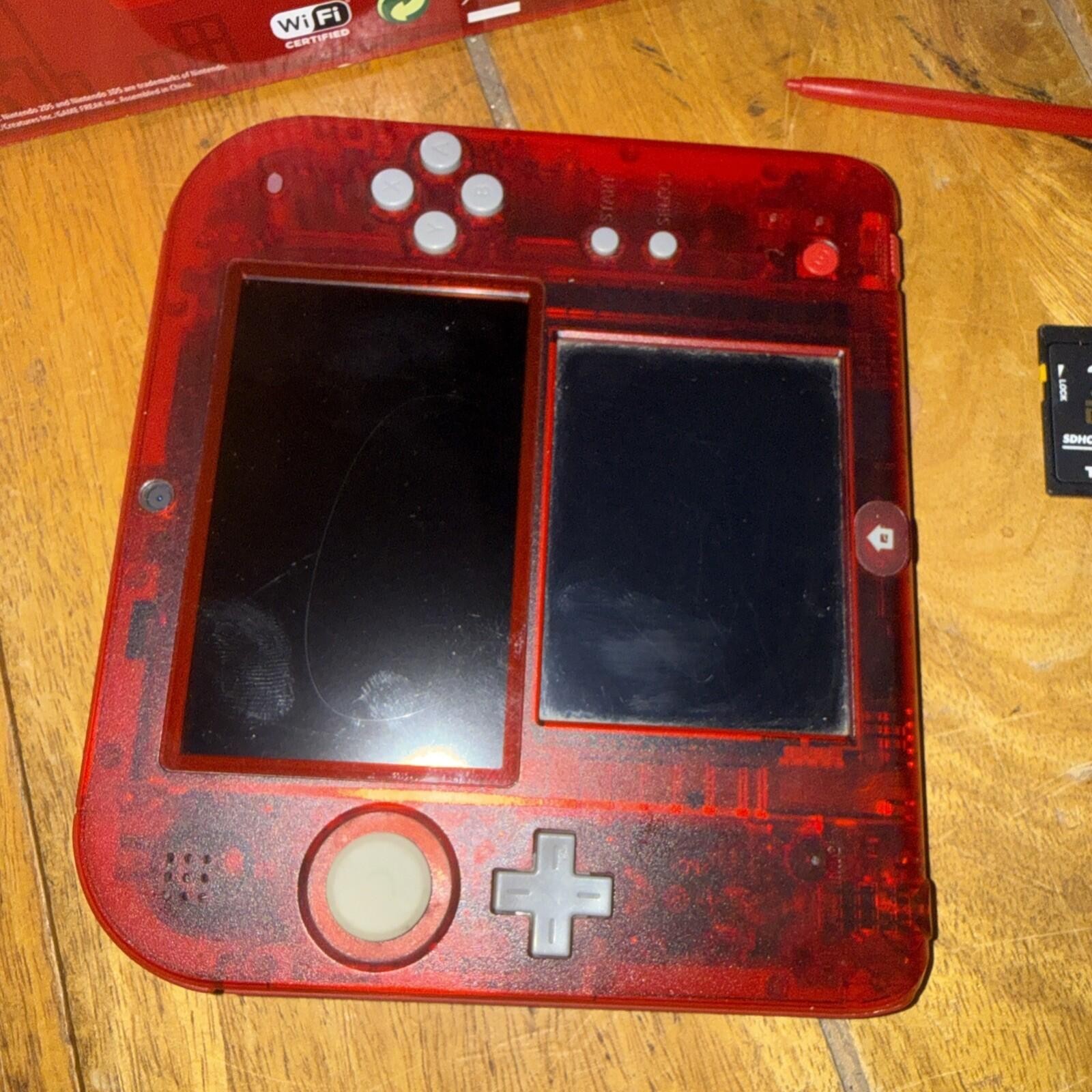 Nintendo 2DS Pokemon Red Handheld Console Clear Omega Ruby edition,rare boxed