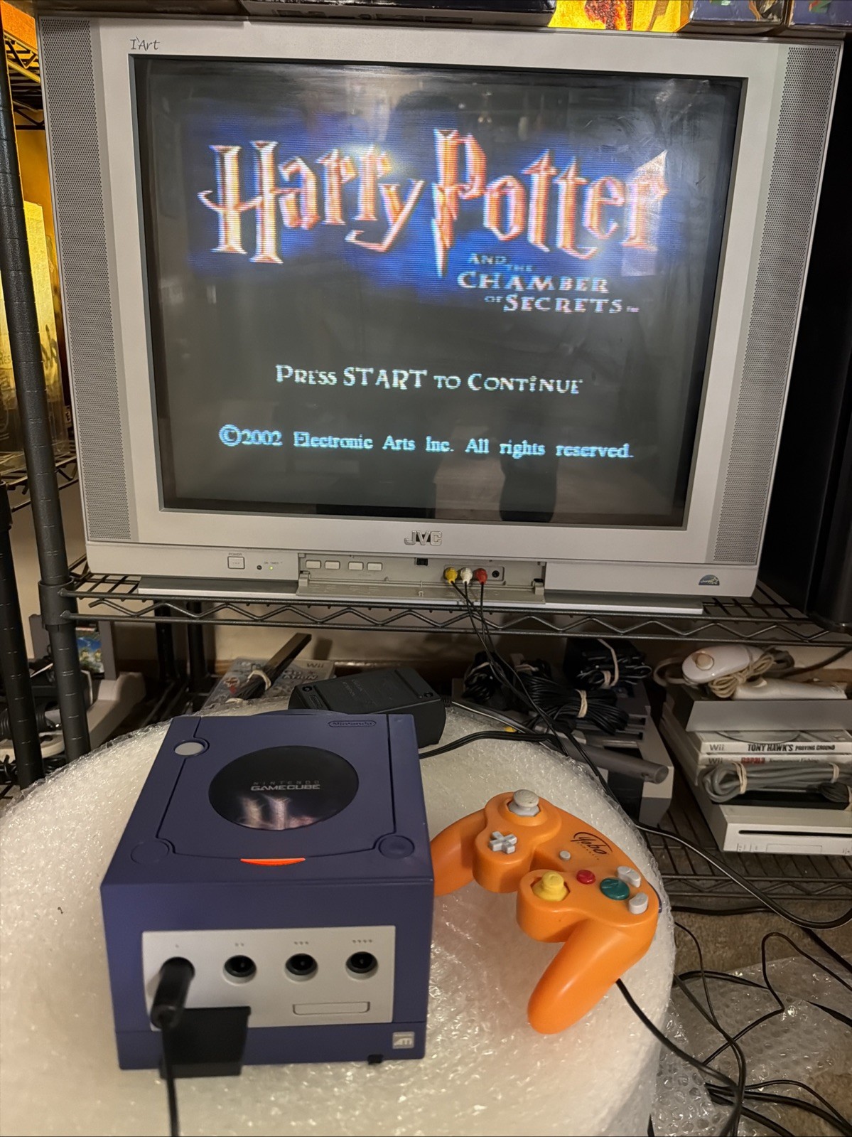Nintendo GameCube Indigo DOL‑001 Console Bundle •NEW BATTERY!• Tested Working