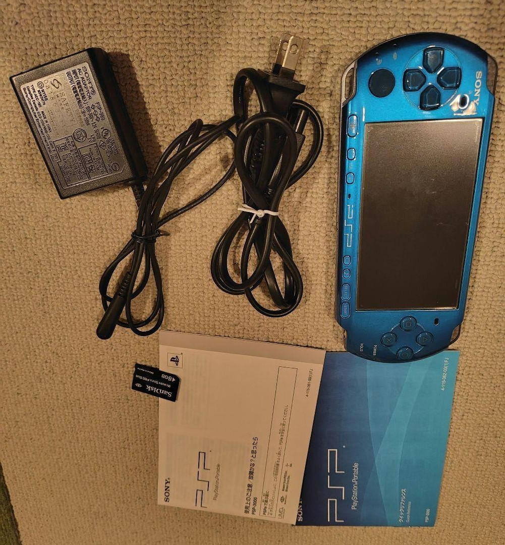 Excellent Sony PSP-3000 Vibrant Blue Console w/ Charger
