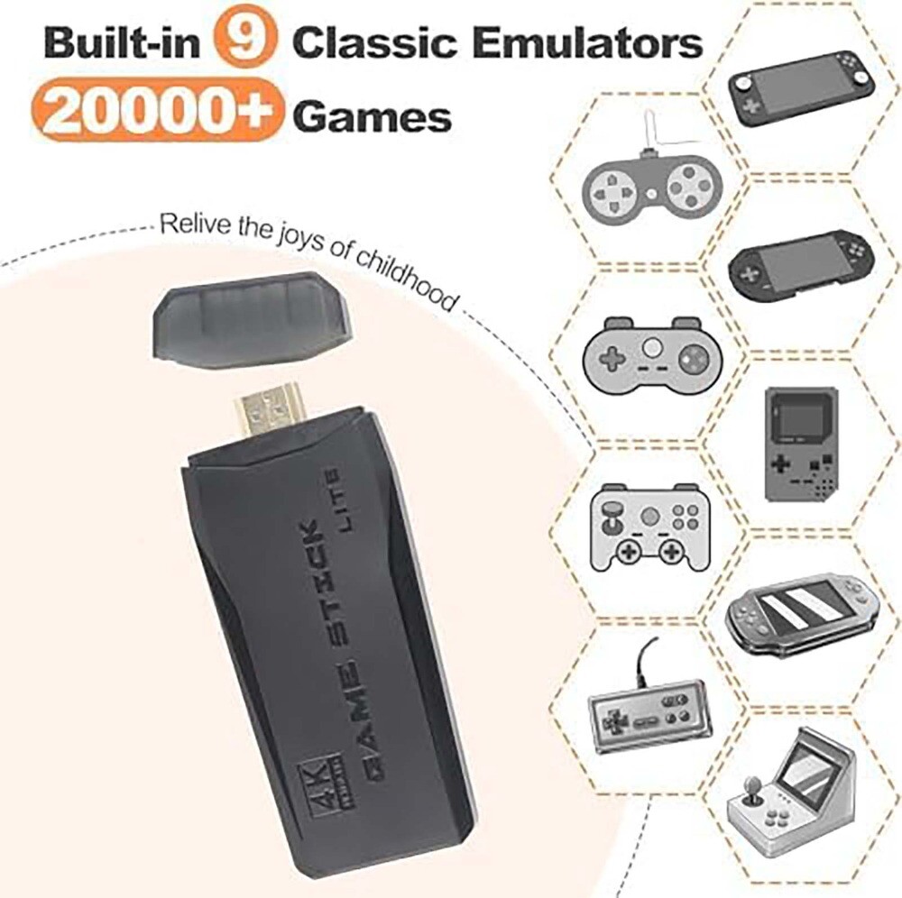 Portable Mini Plug & Play, With 2 Wireless Controllers And A 64G Micro SD Card,
