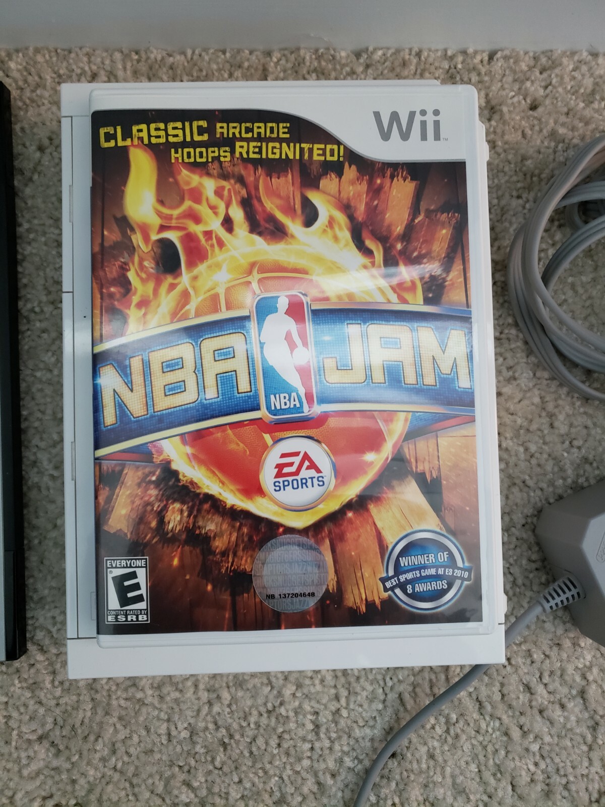 Nintendo Wii Bundle – Controller, Joystick, 2 Games (NBA Jam) – Works, All cords