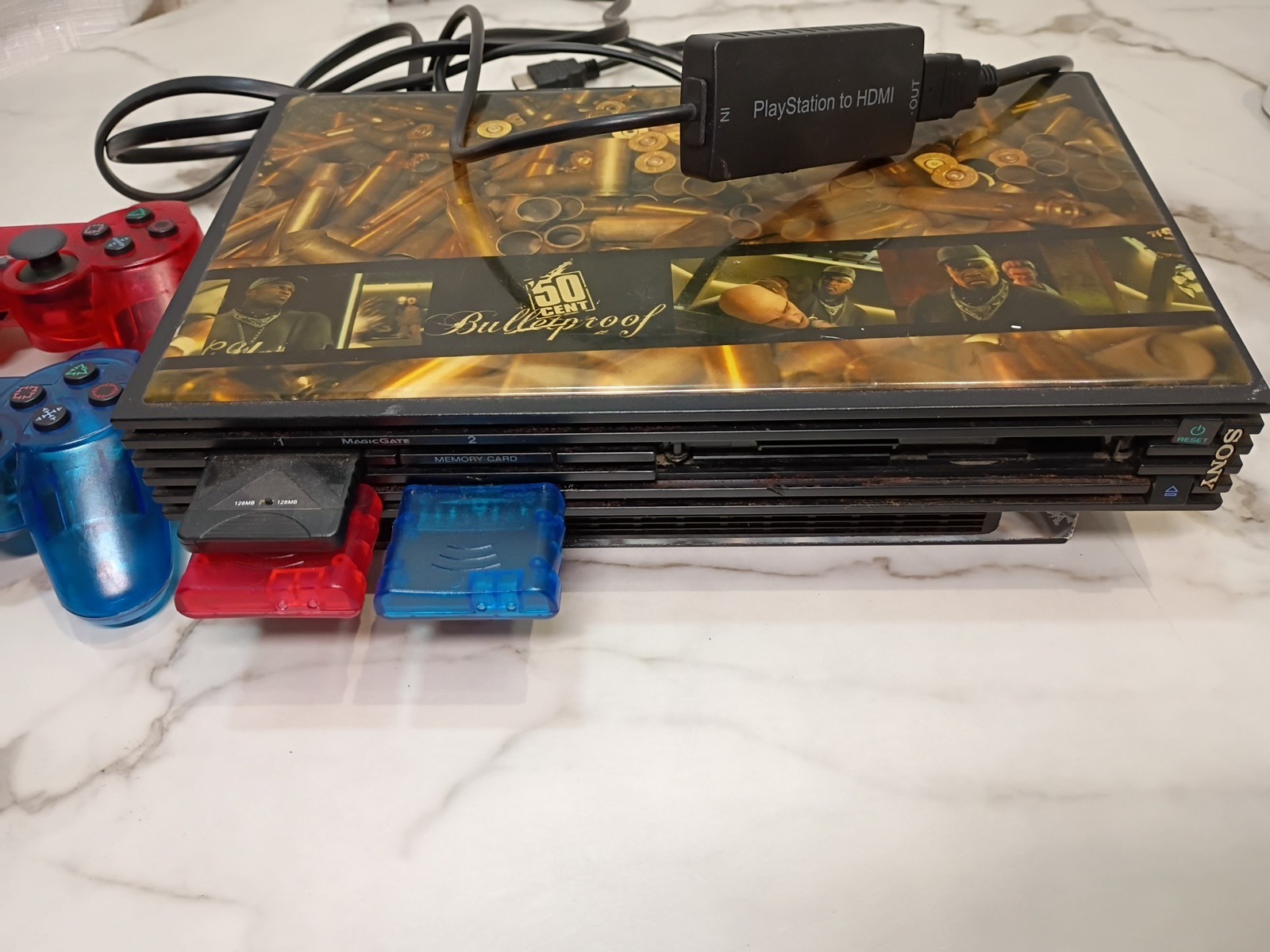 Sony PlayStation 2 Black Console With 2 Controllers Power On But No Tv Screen