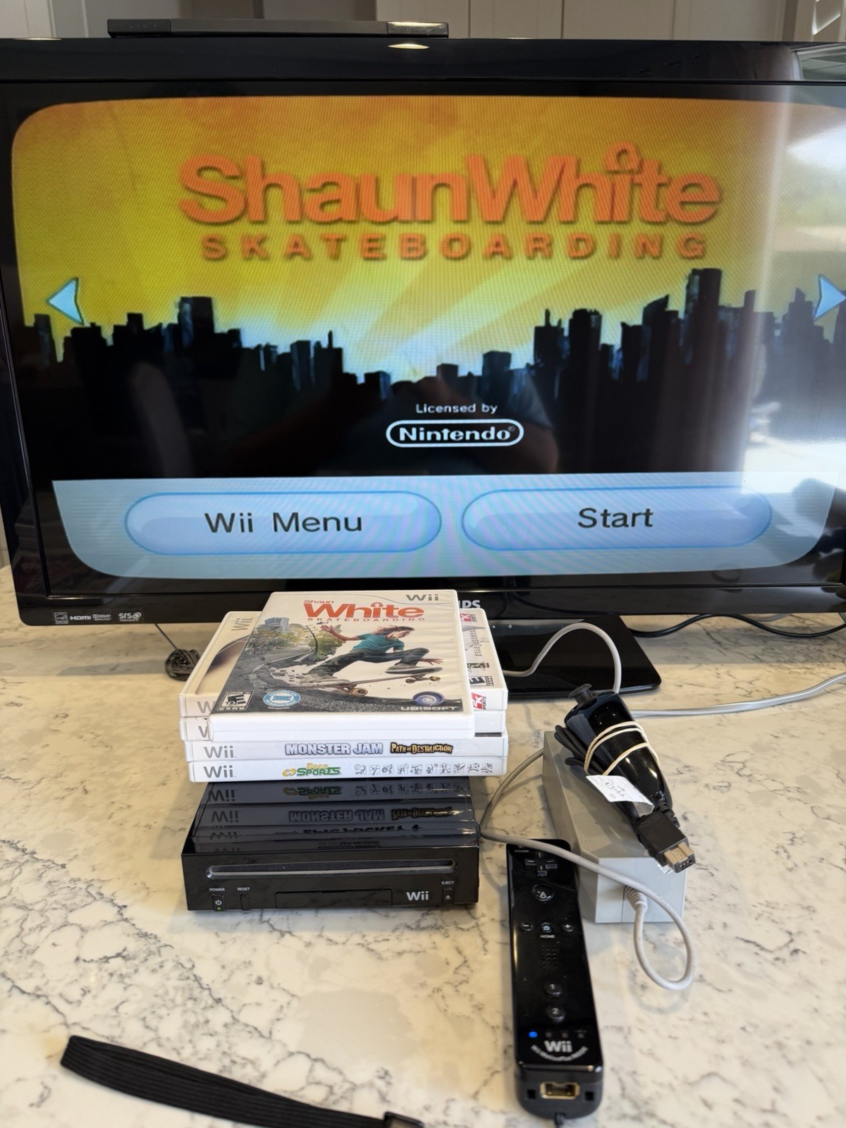 Nintendo Wii RVL-101 Console Bundle 6 Games MotionPlus Tested Complete Works
