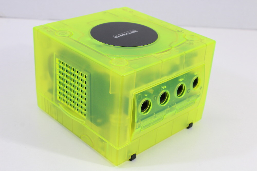 Nintendo Gamecube Clear Transparent Yellow Console & AC AV NTSC-U/C DOL-001 LED