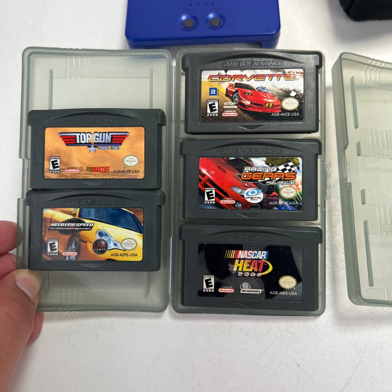 Game Boy Advance SP Bundle Blue GBA Charger Case + 11 Games Tested Works