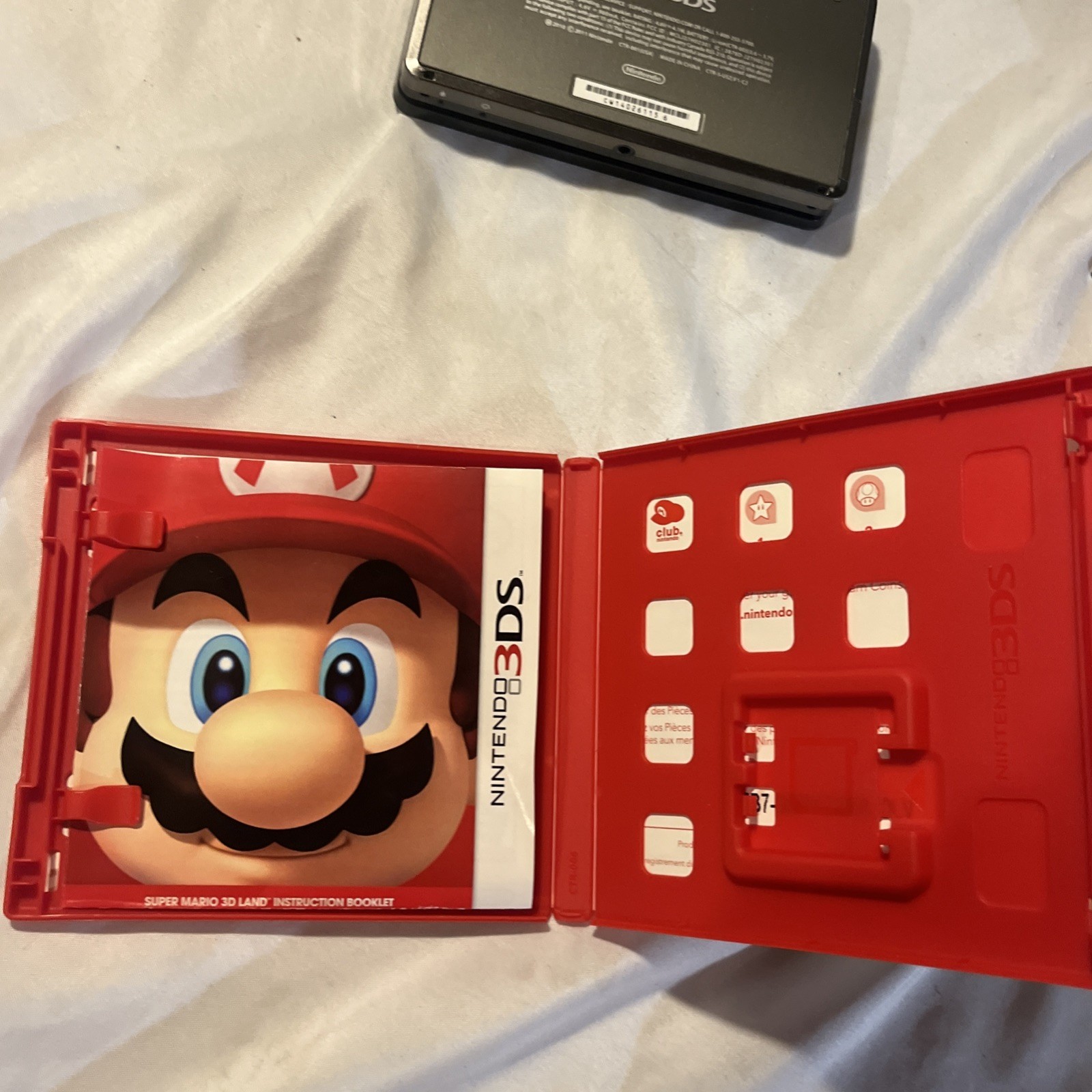 Nintendo 3DS System CTR-001 Charger Super Mario 3D Land Mario Bag Factory Reset