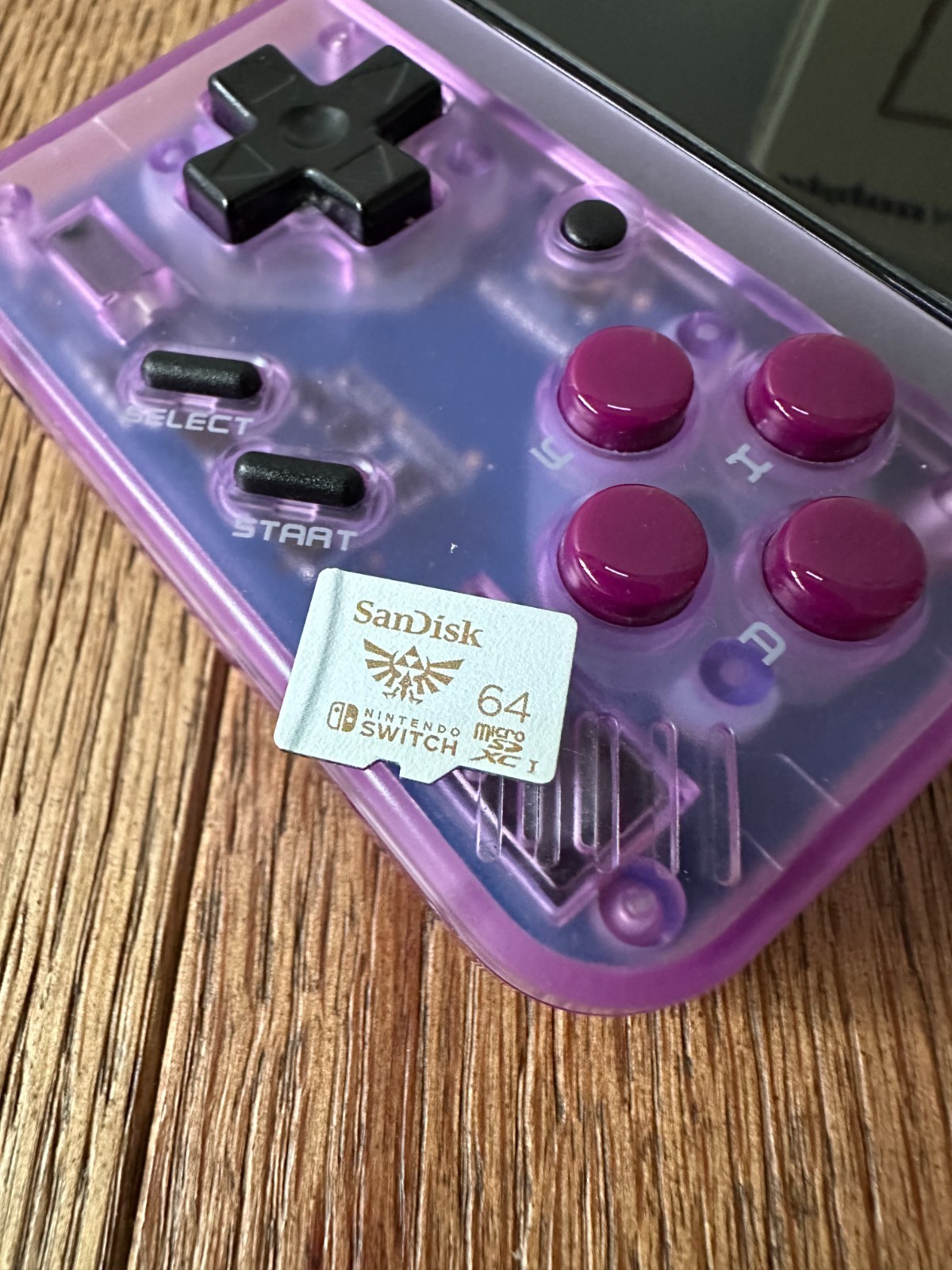 Miyoo Mini Plus Purple Handheld Game Console w/ 64GB Zelda SD Card, Charge Cable