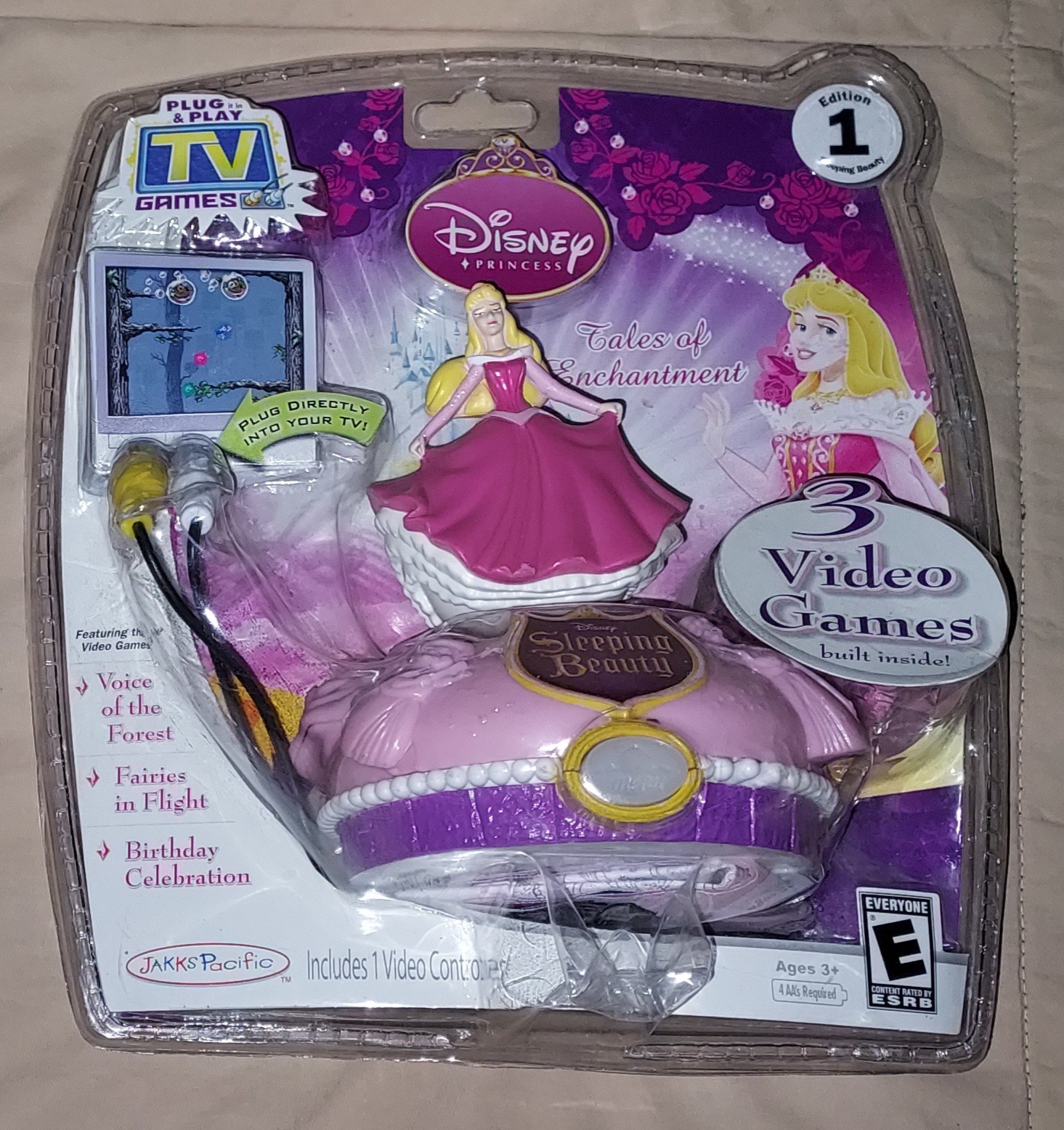 2007 VINTAGE DISNEY PRINCESS SLEEPING BEAUTY JAKKS PACIFIC PLUG & PLAY TV GAME